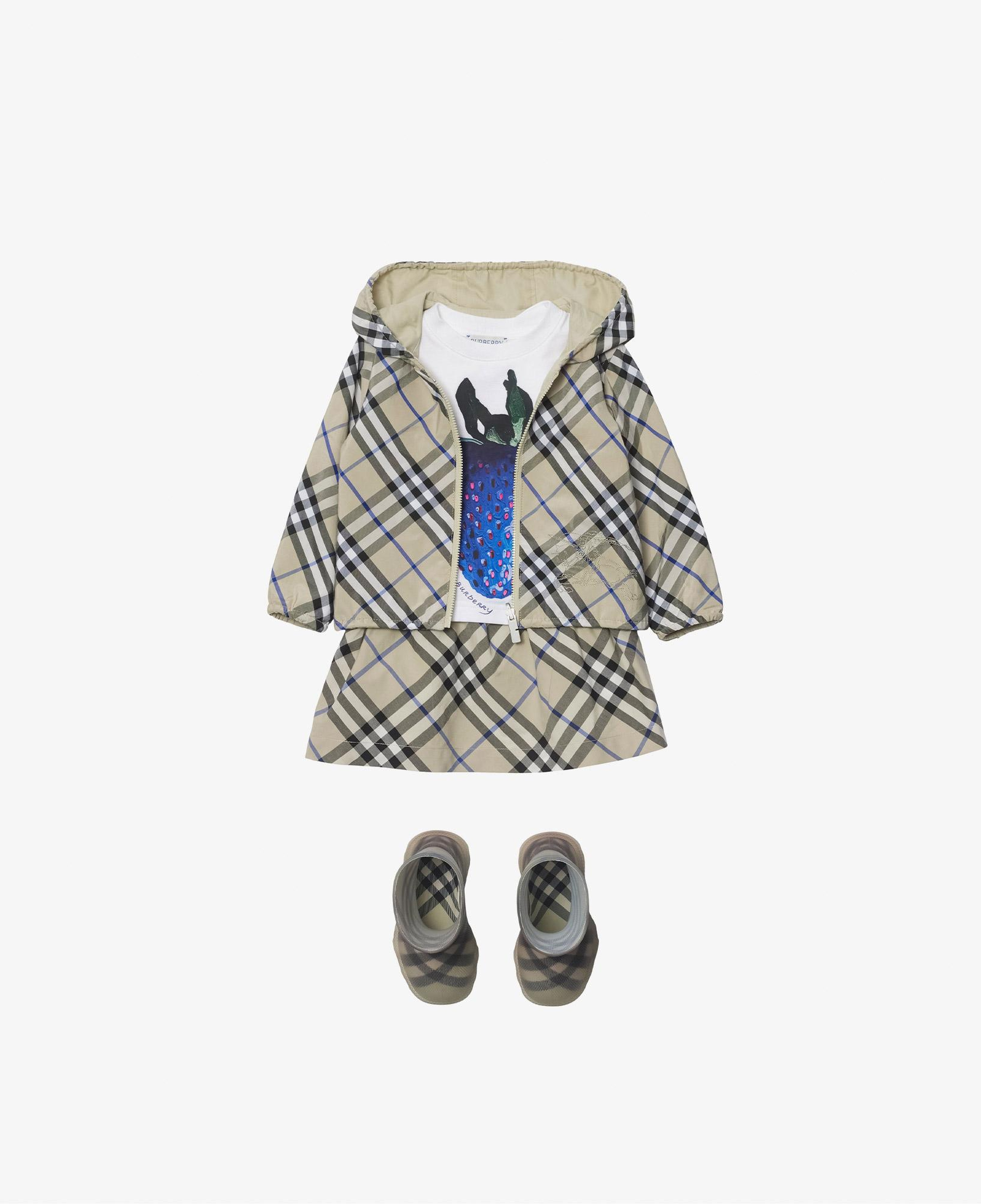 Burberry Reversible Check Pamuk Karışımlı Çocuk Krem Rengi Ceket