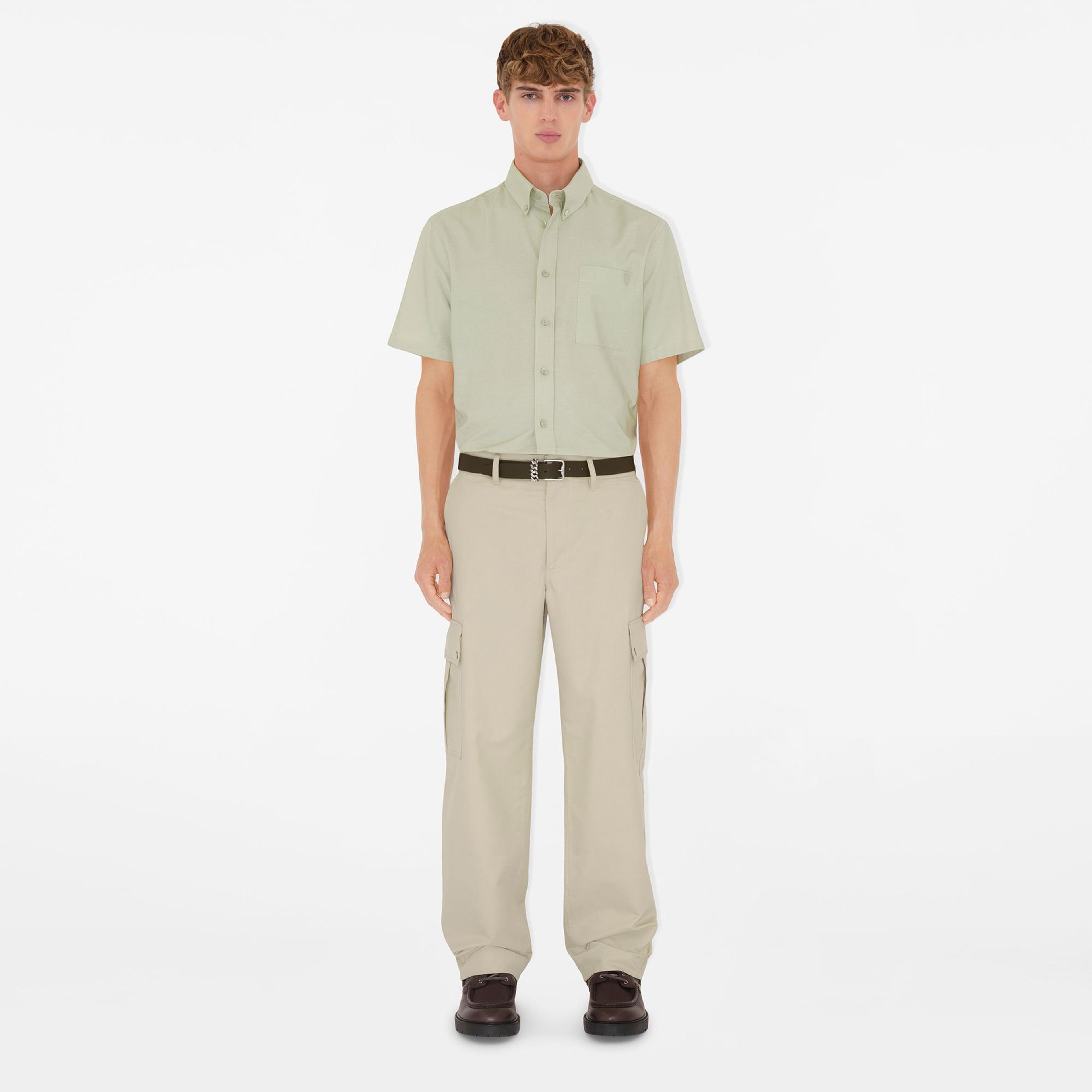 Burberry Relaxed Fit Cotton Oxford Erkek Yeşil Gömlek