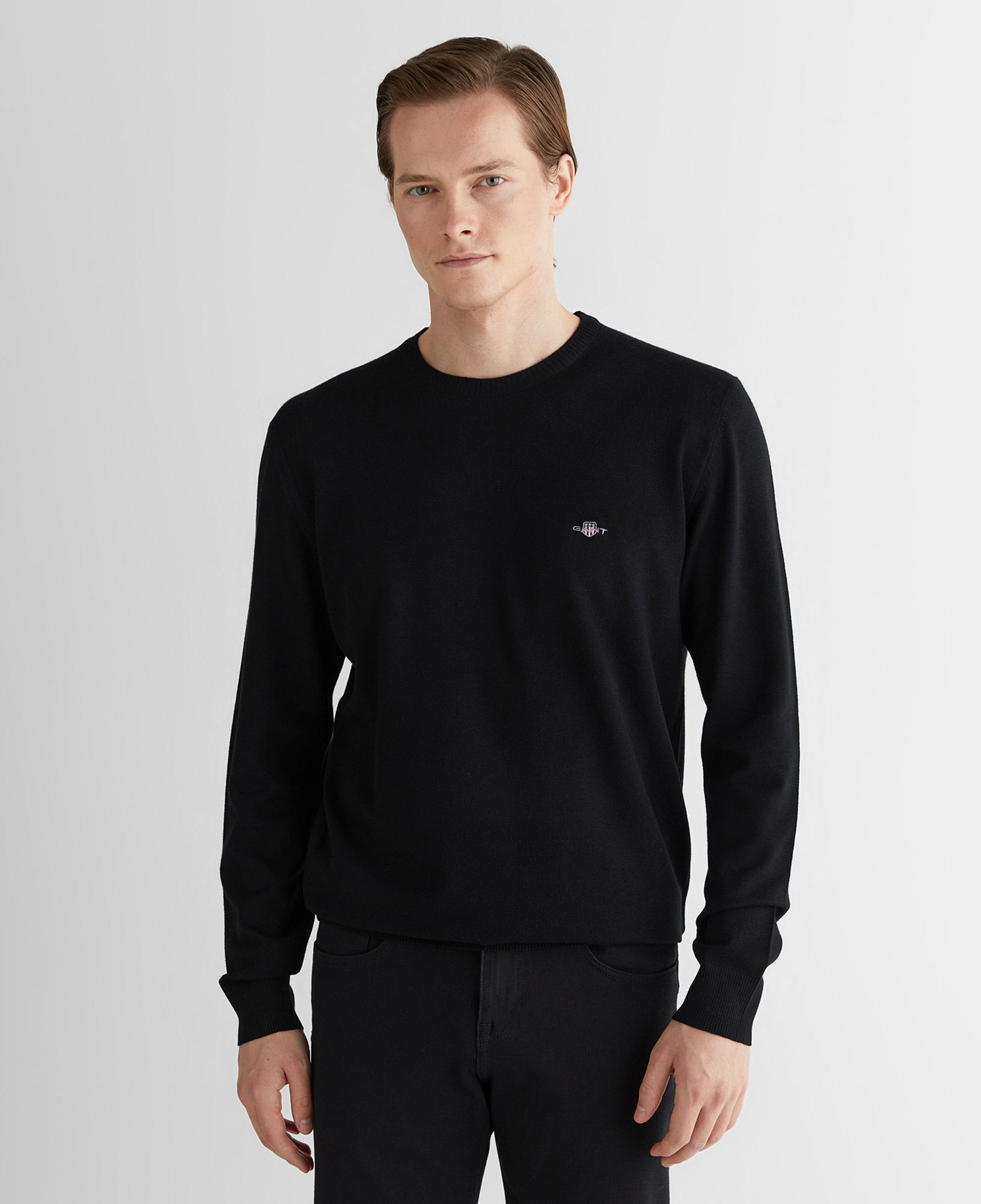 GANT Erkek Siyah Regular Fit Uzun Kollu Triko
