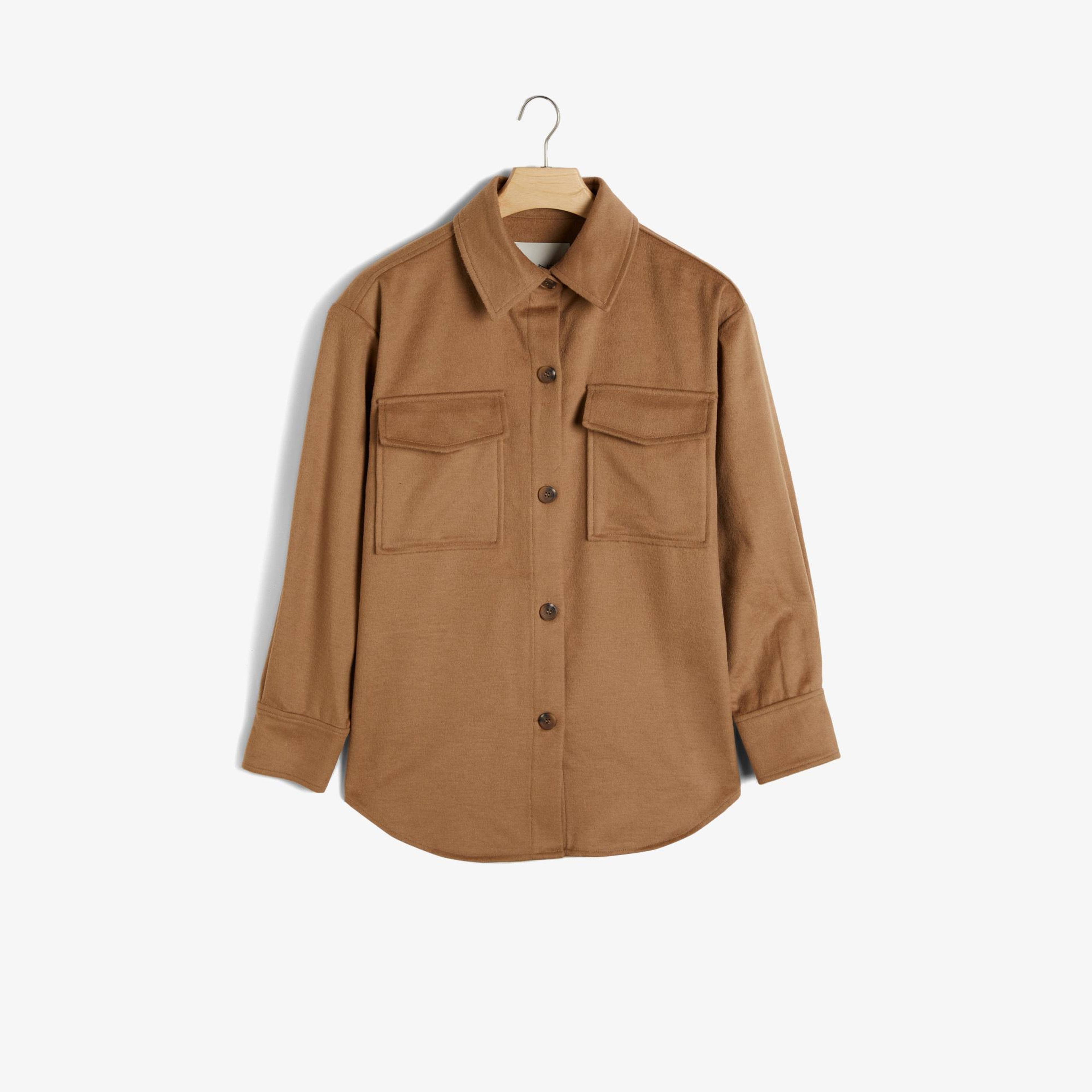 GANT Kadın Kahverengi Relaxed Fit Klasik Yaka Yün Karışımlı Gömlek