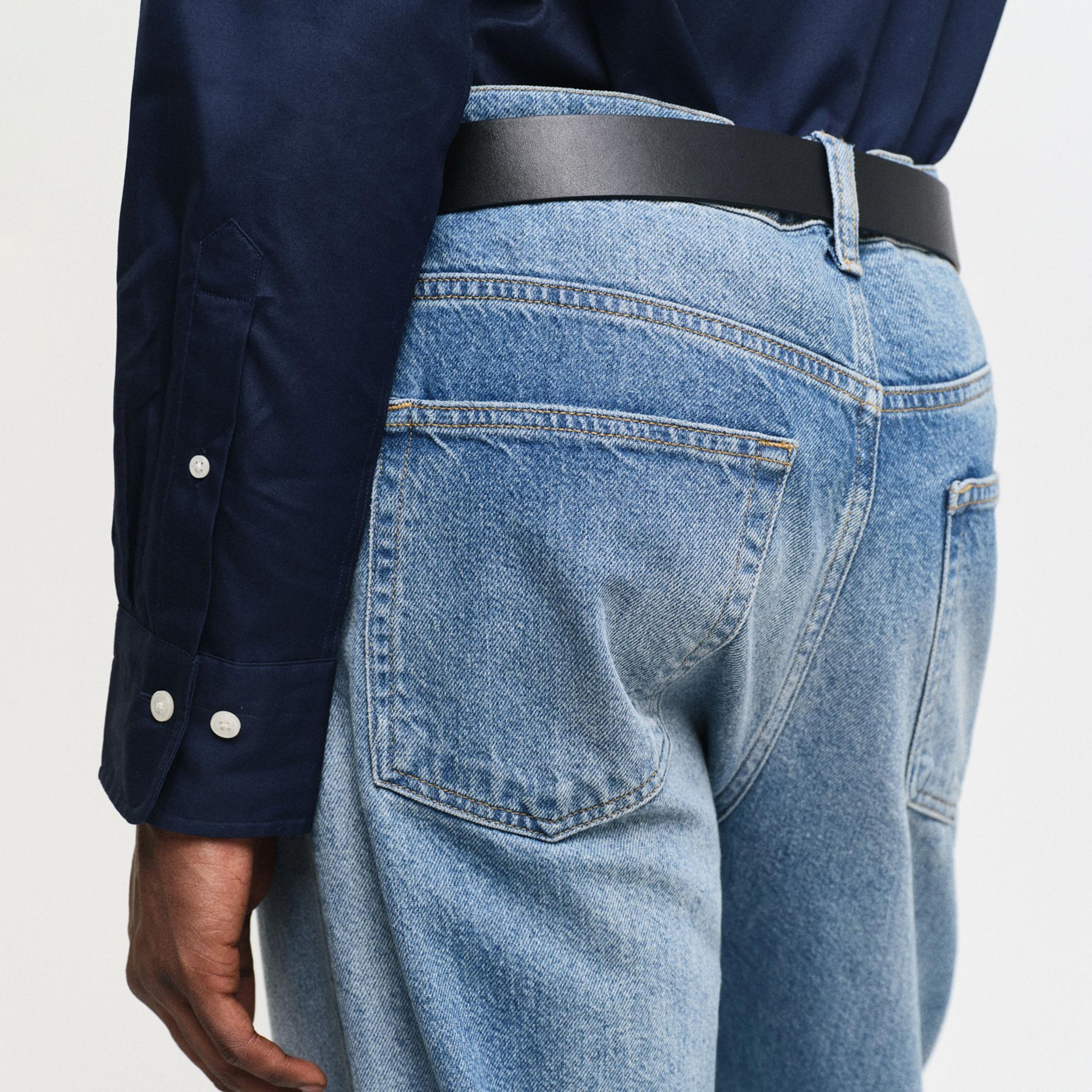 GANT Erkek Siyah Slim Fit Düğmeli Yaka Oxford Gömlek
