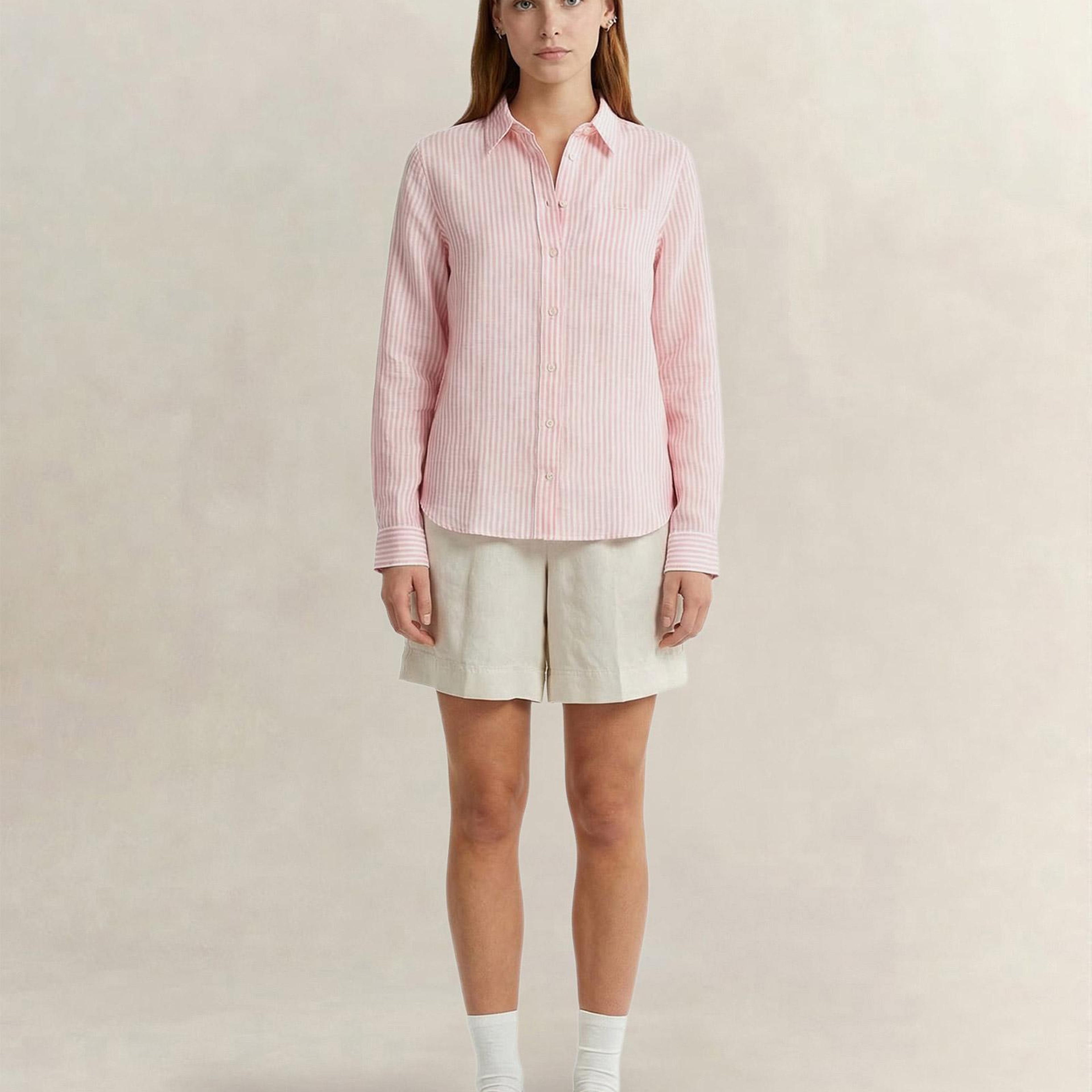 GANT Kadın Pembe Regular Fit Çizgili Gömlek