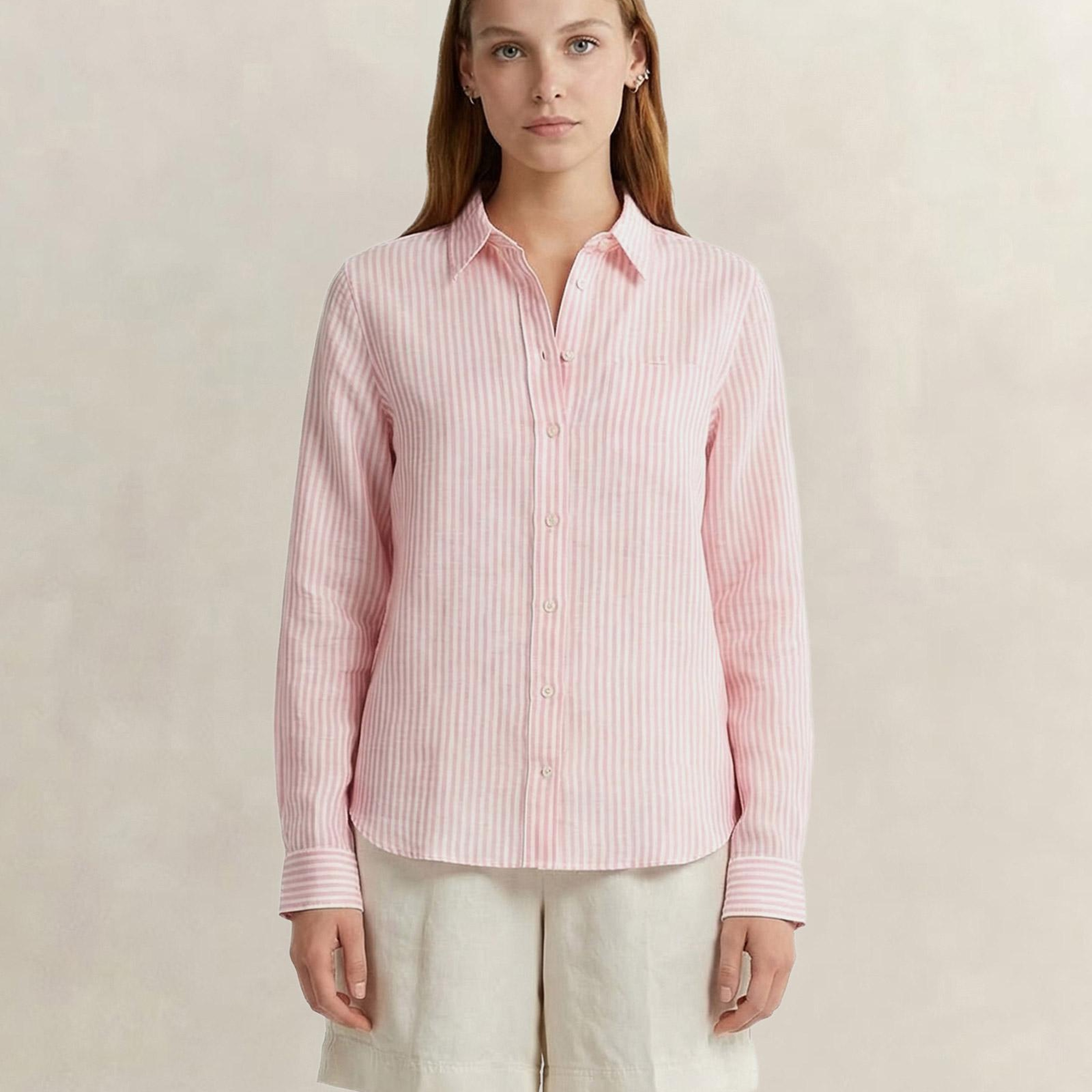 GANT Kadın Pembe Regular Fit Çizgili Gömlek