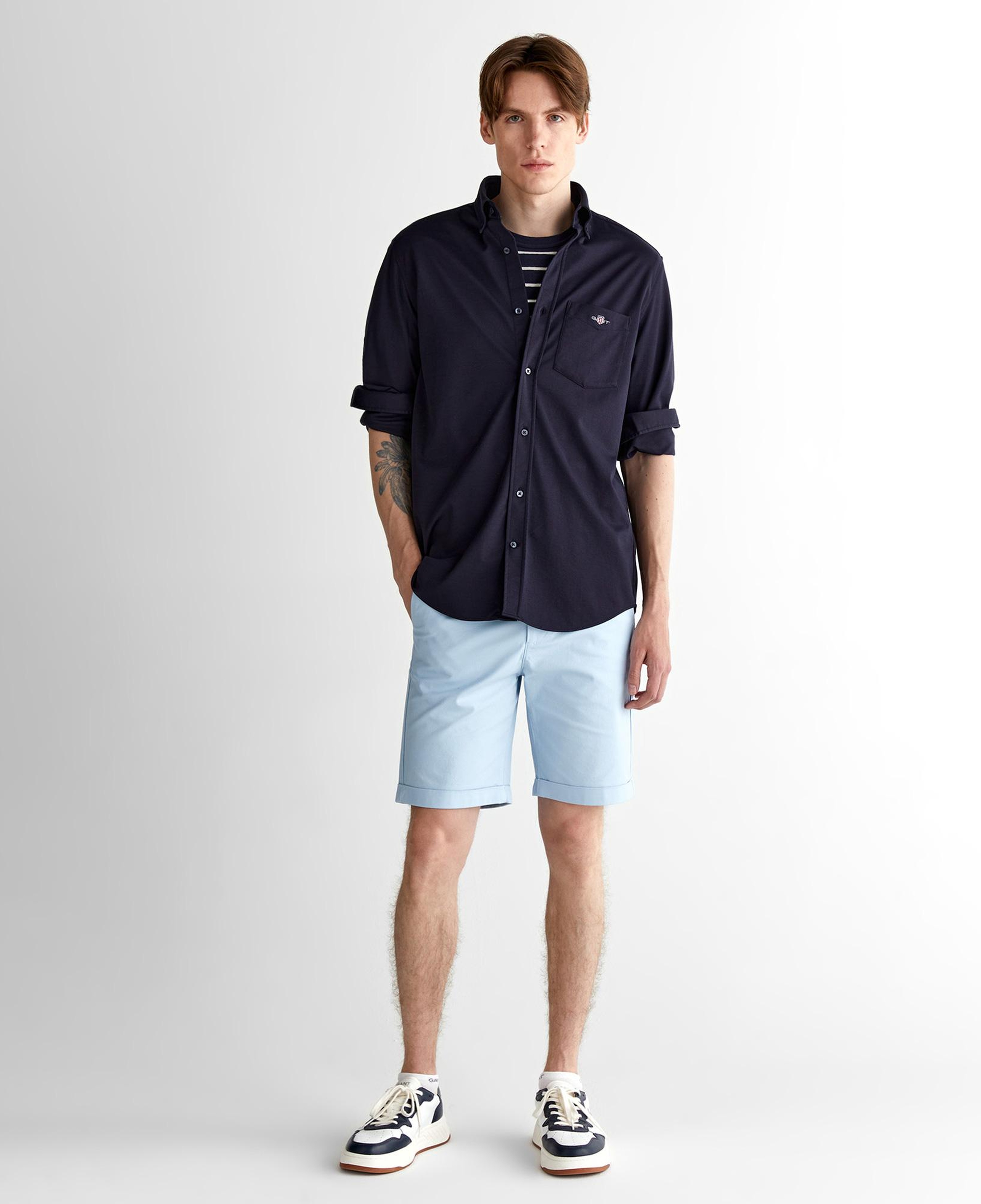 GANT Erkek Lacivert Regular Fit Düğmeli Yaka Gömlek