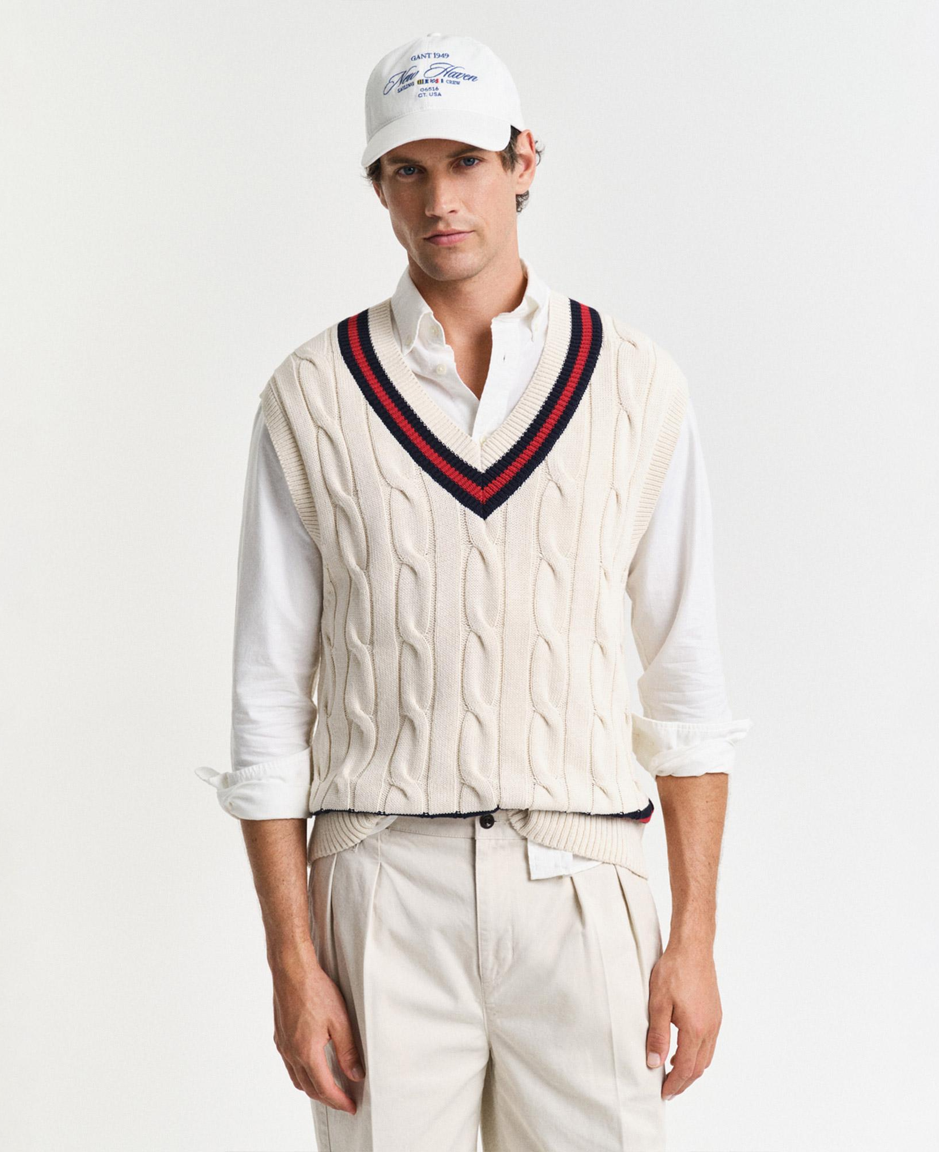GANT Erkek Krem Relaxed Fit V Yaka Süveter