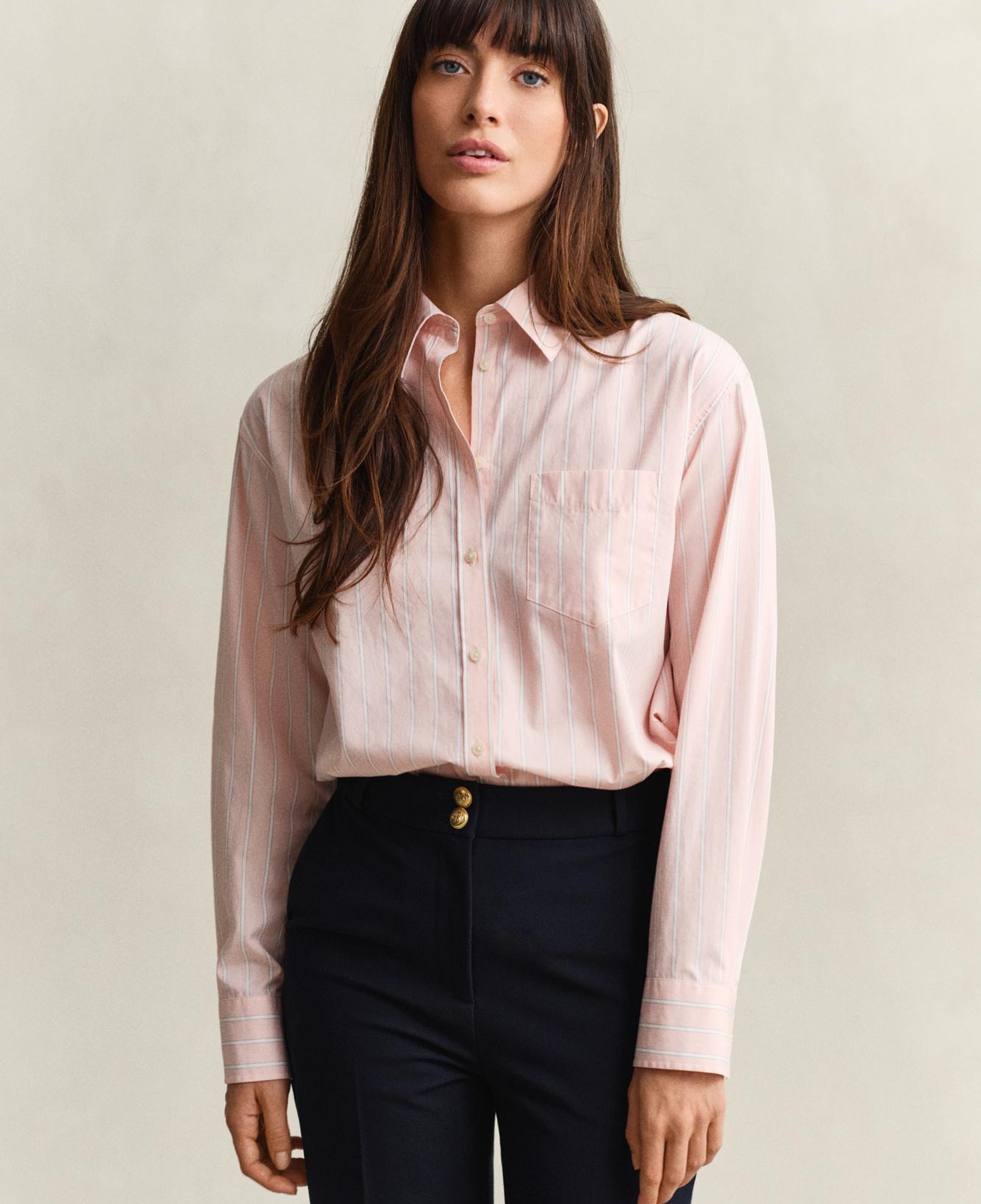 GANT Kadın Pembe Relaxed Fit Çizgili Gömlek