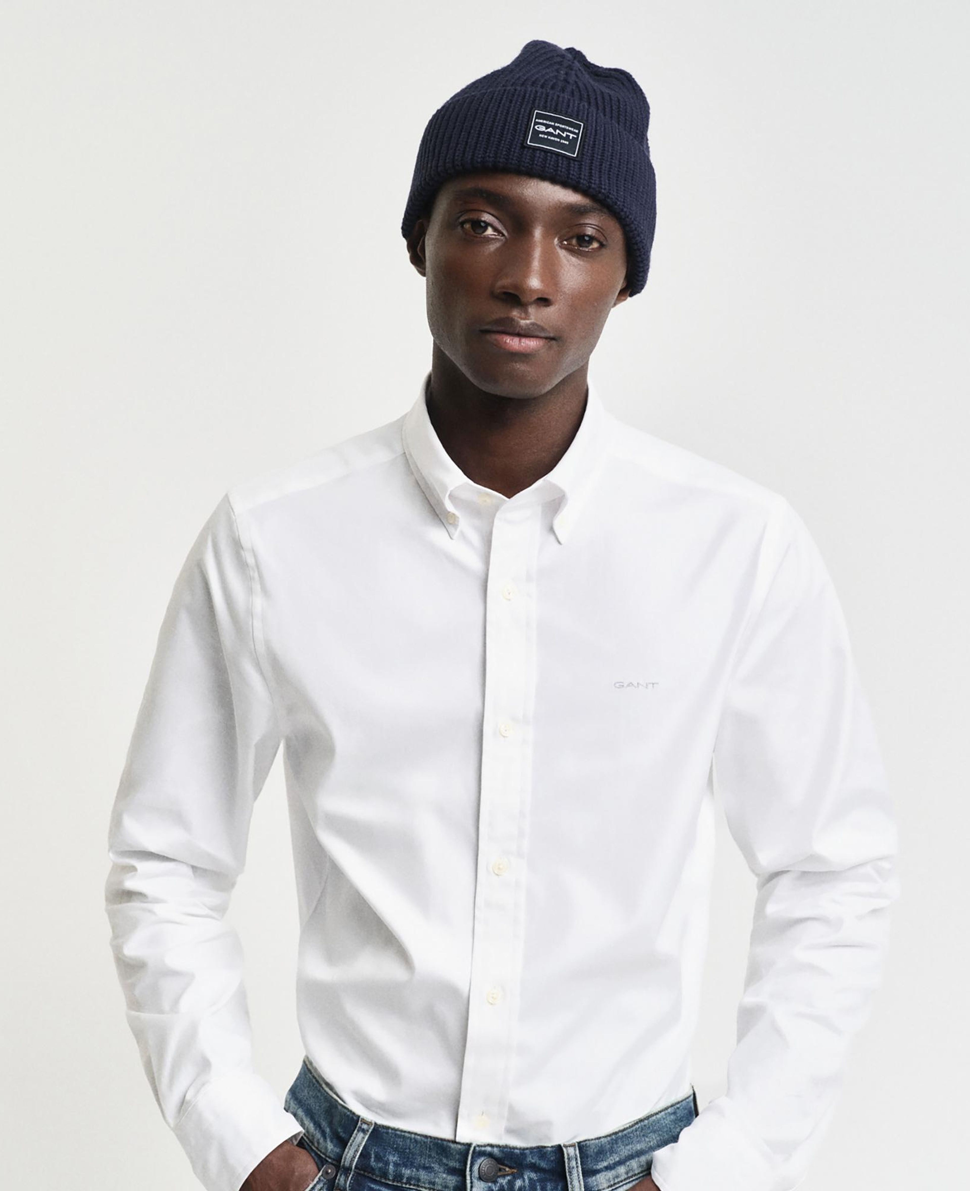 GANT Erkek Beyaz Slim Fit Düğmeli Yaka Oxford Gömlek