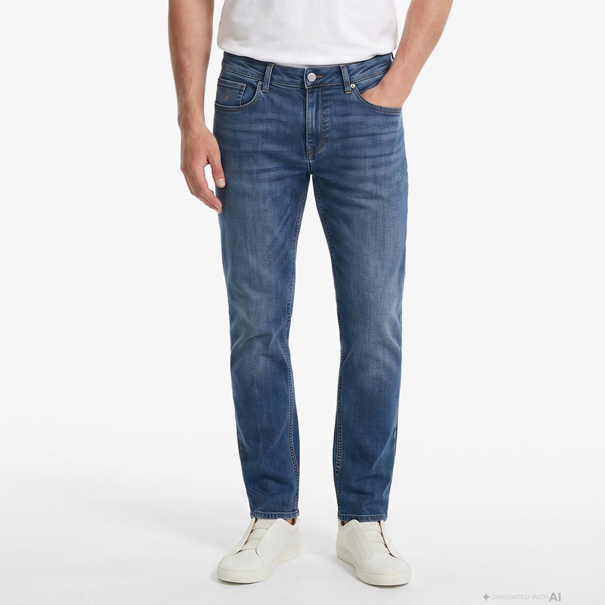 Nautica Erkek Mavi Slim Fit Denim Pantolon