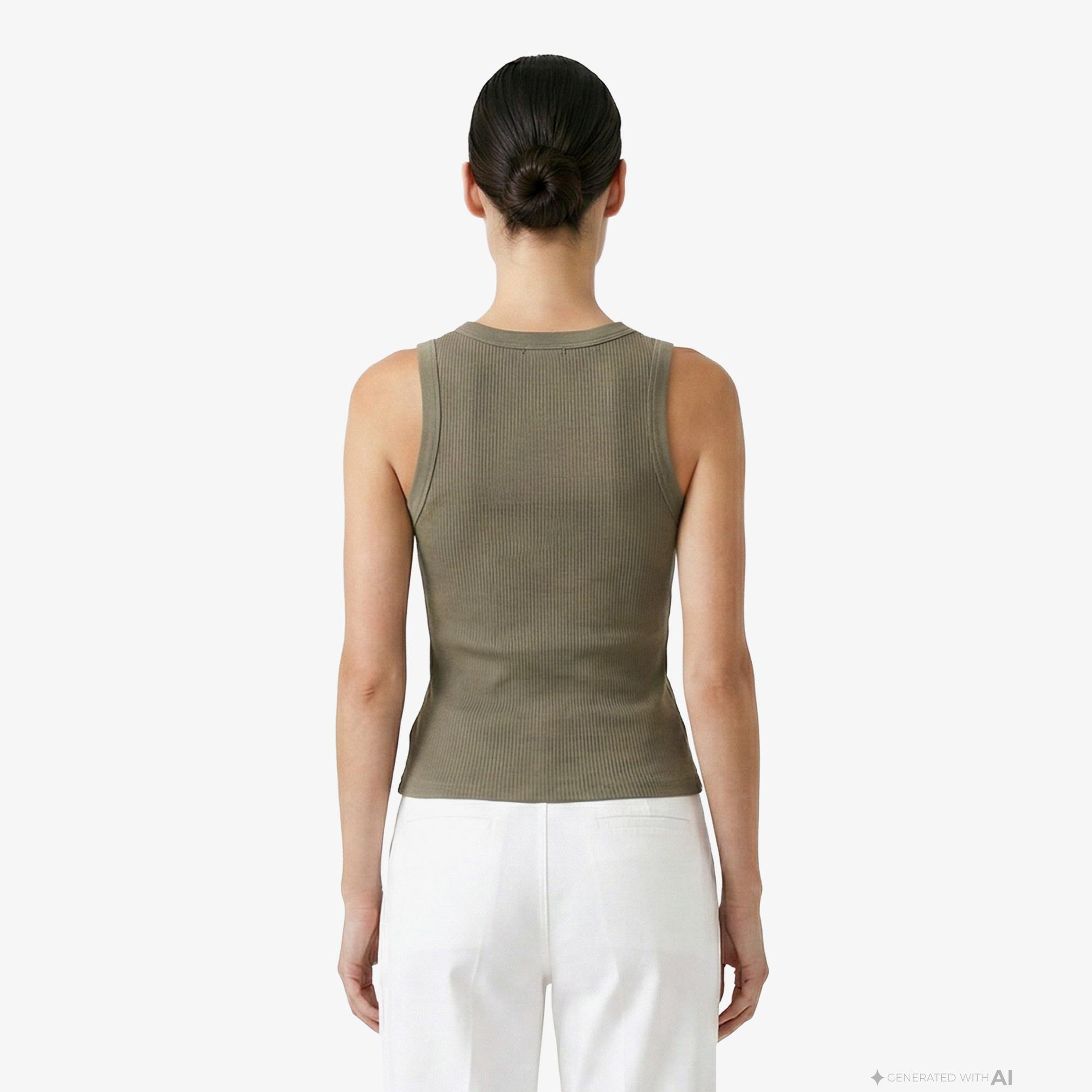 Nautica Kadın Yeşil Slim Fit Kolsuz T-Shirt