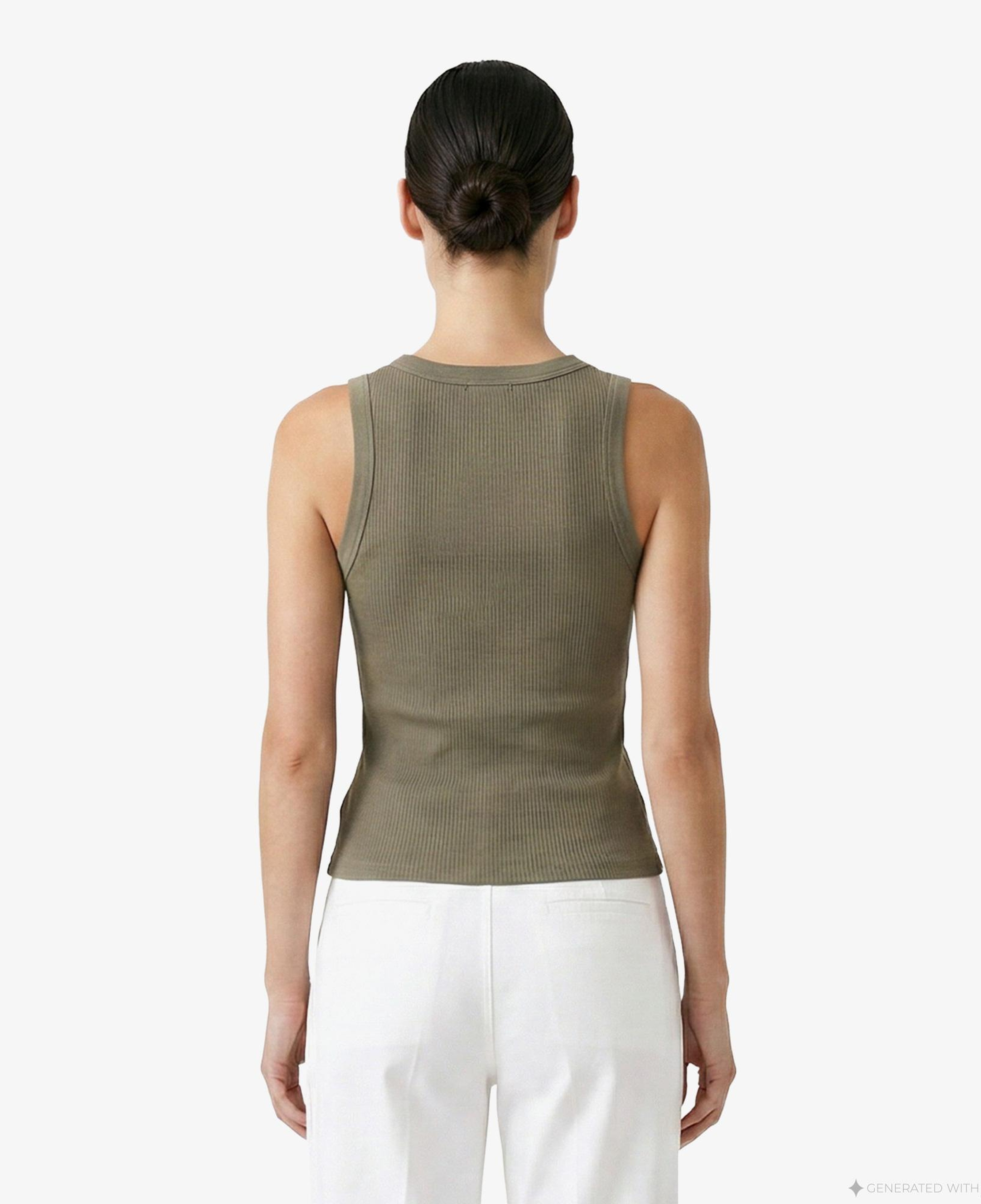 Nautica Kadın Yeşil Slim Fit Kolsuz T-Shirt
