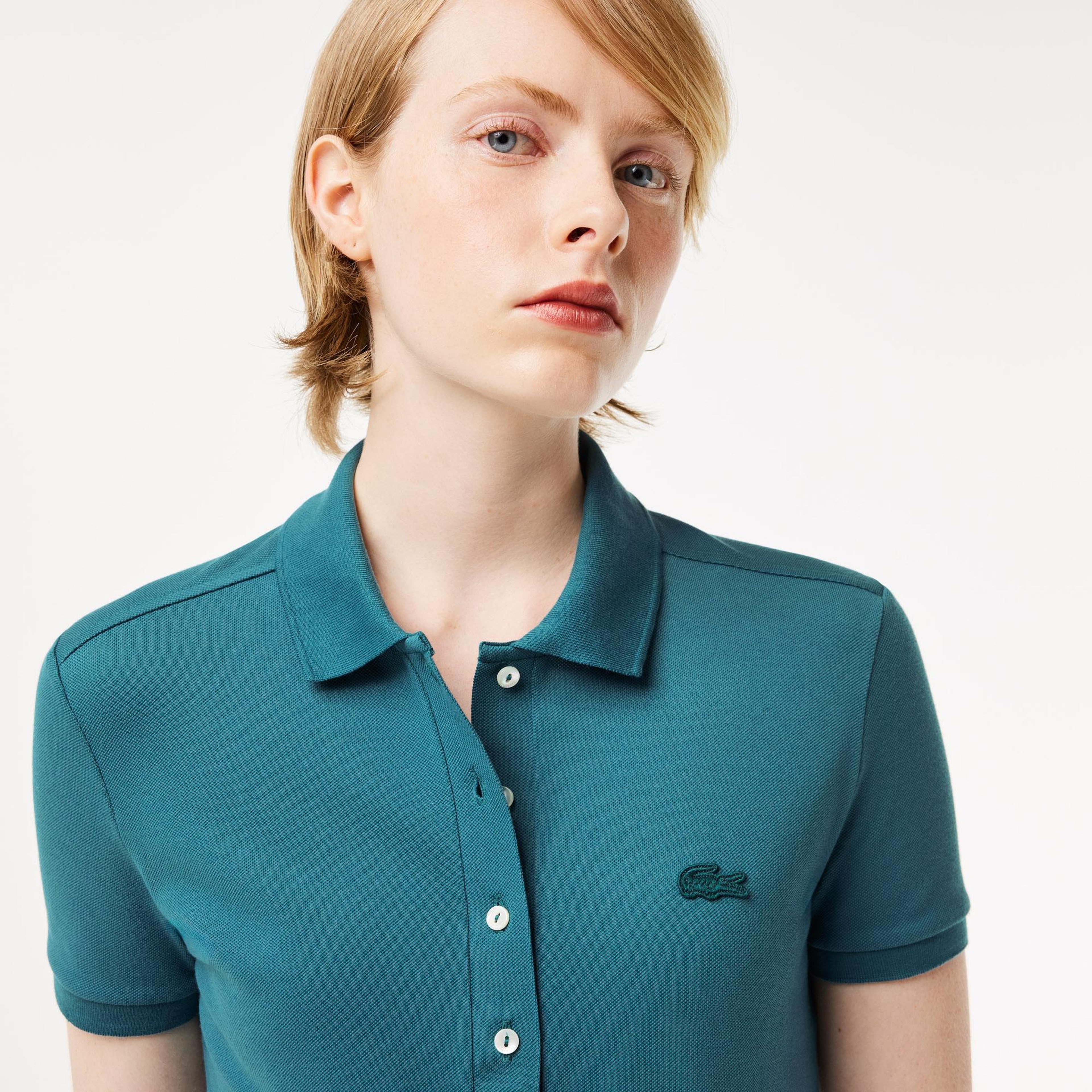 Kadın Slim Fit Mavi Polo