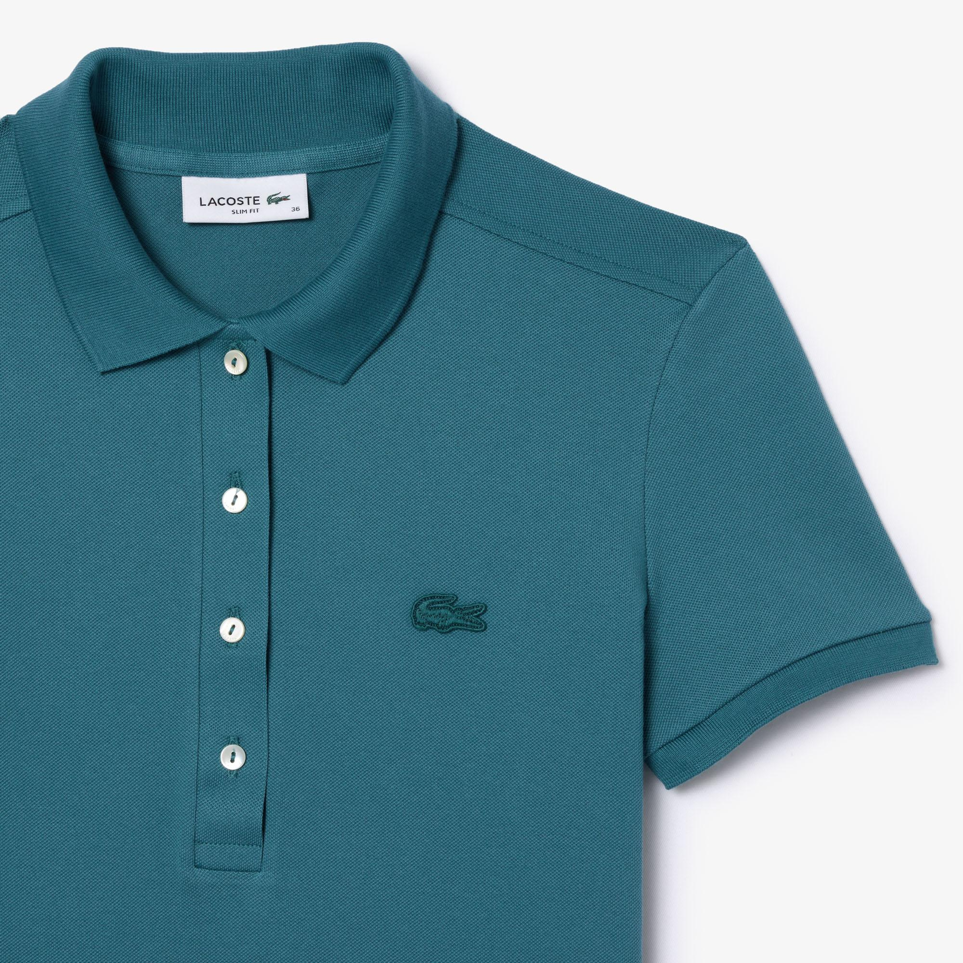 Kadın Slim Fit Mavi Polo