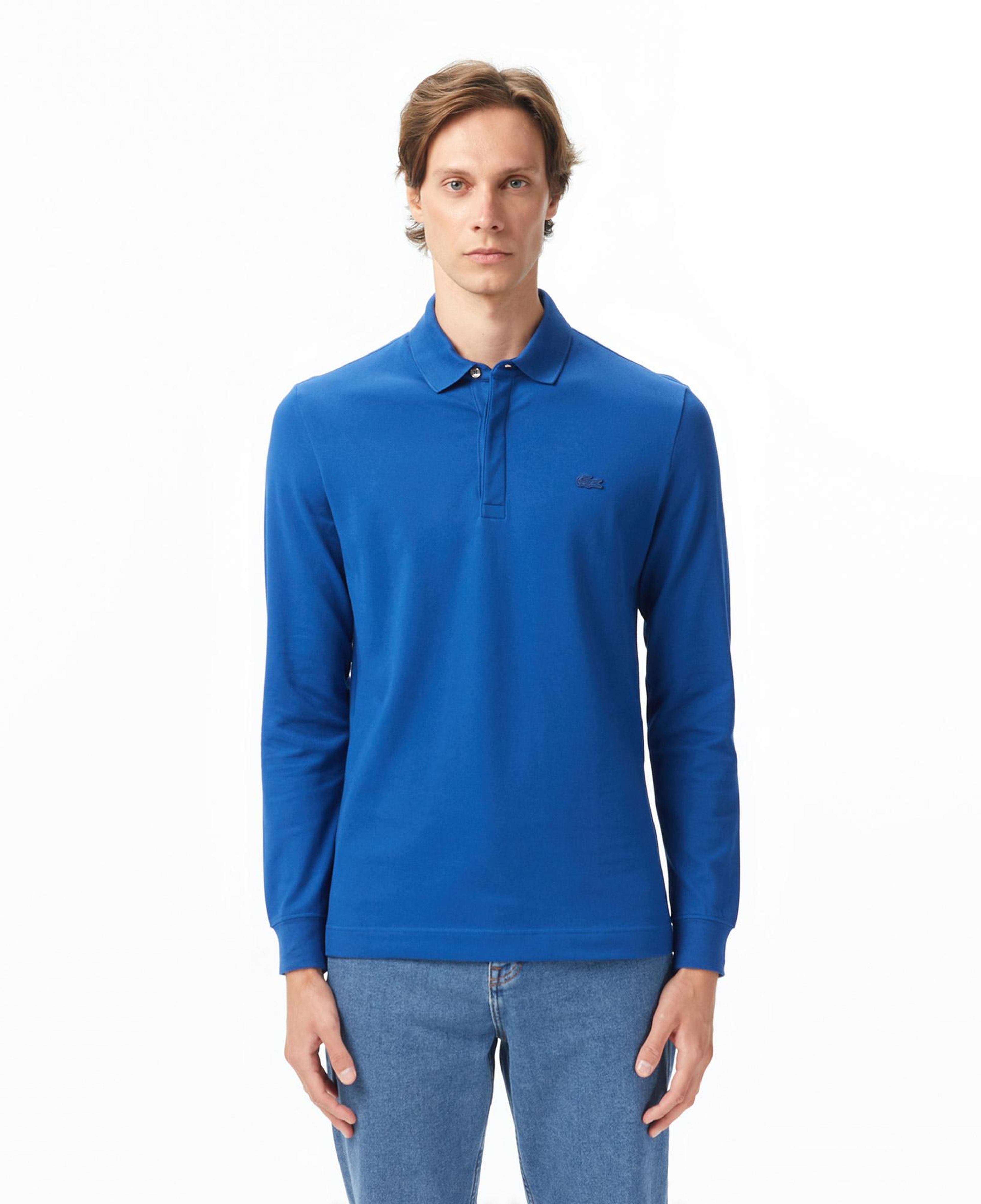 Erkek Regular Fit Uzun Kollu Koyu Mavi Paris Polo