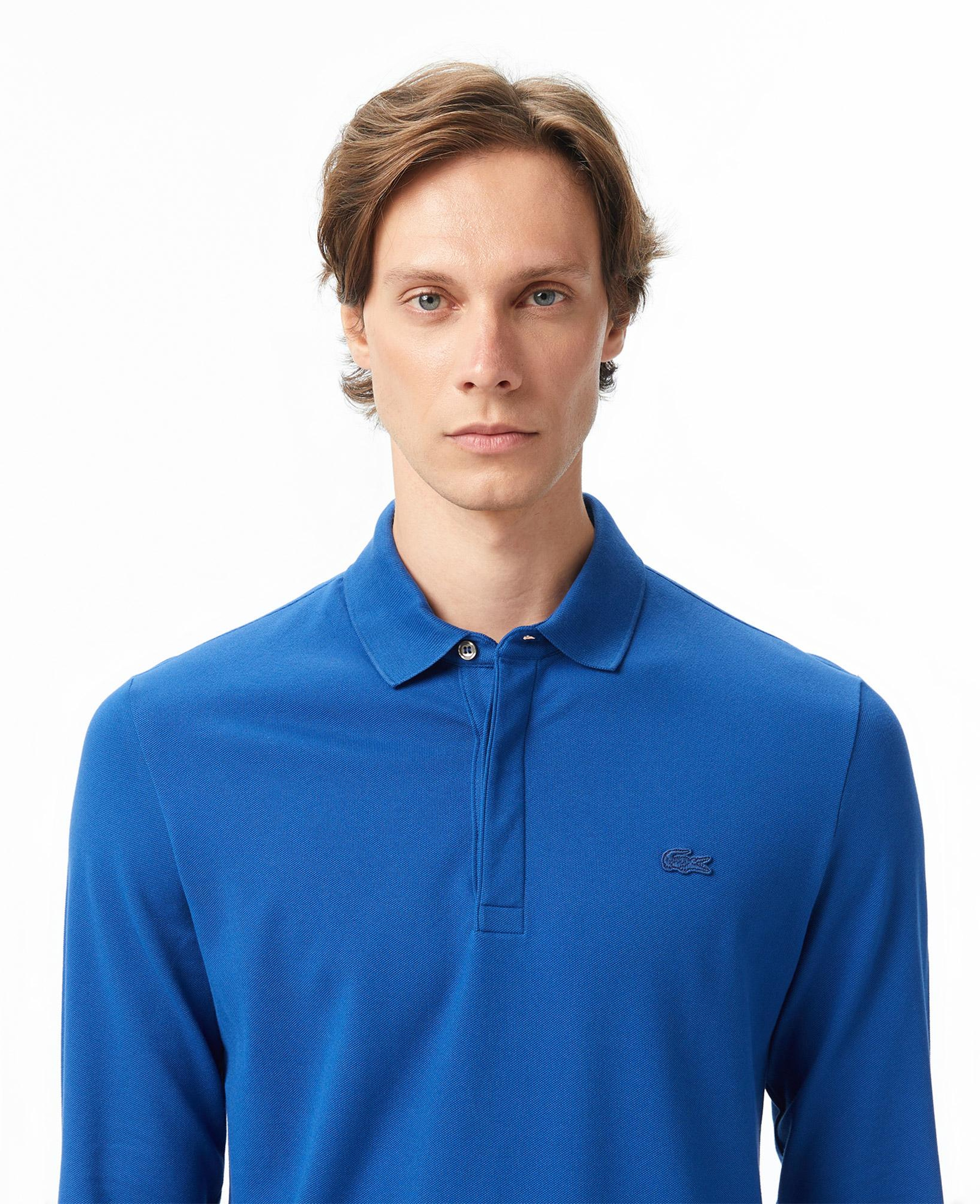 Erkek Regular Fit Uzun Kollu Koyu Mavi Paris Polo