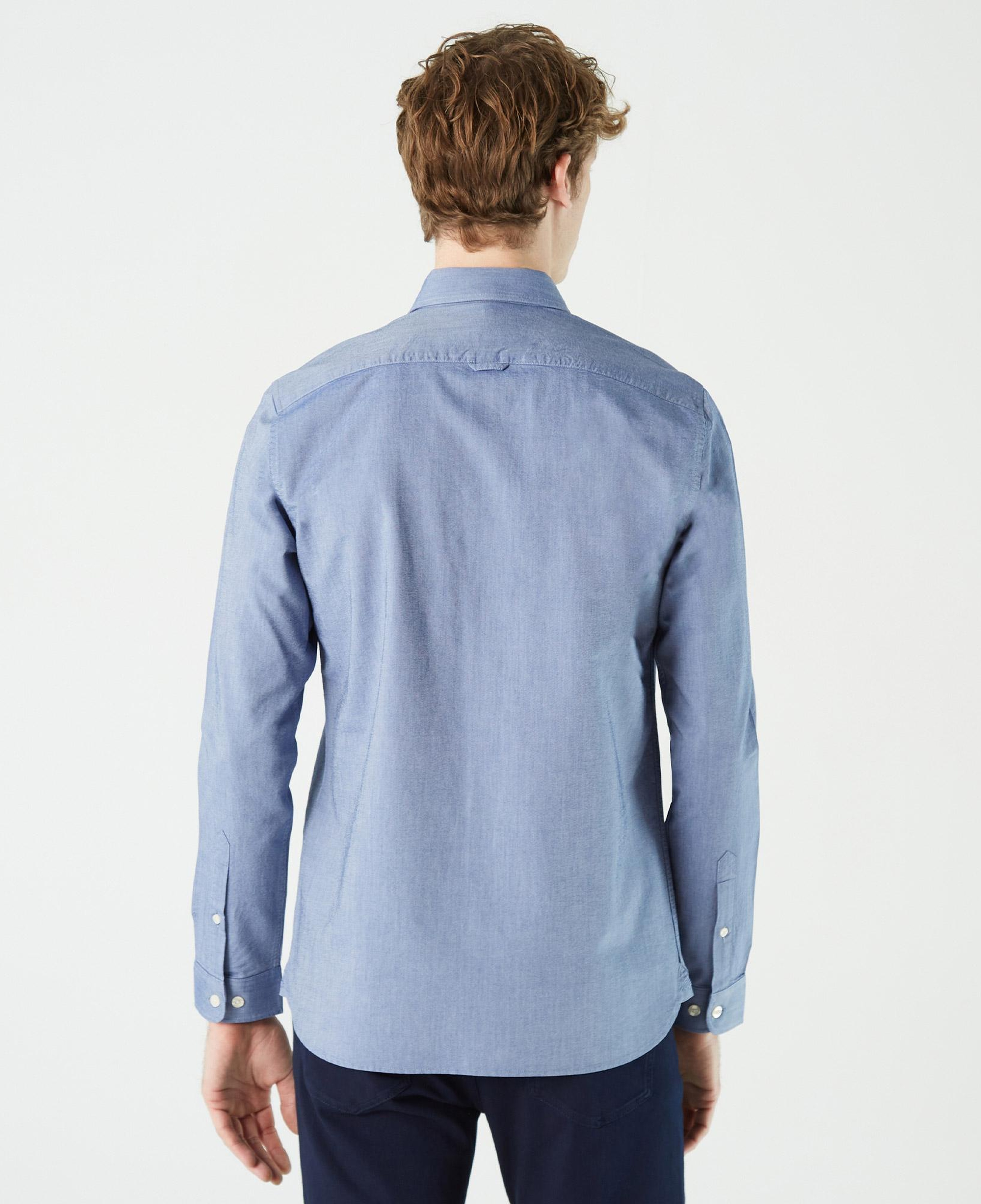 Erkek Slim Fit Düğmeli Yaka Lacivert Gömlek