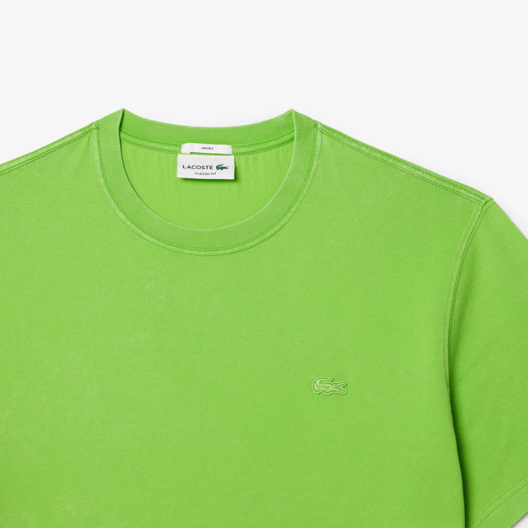 Unisex Classic Fit Bisiklet Yaka Yeşil T-Shirt