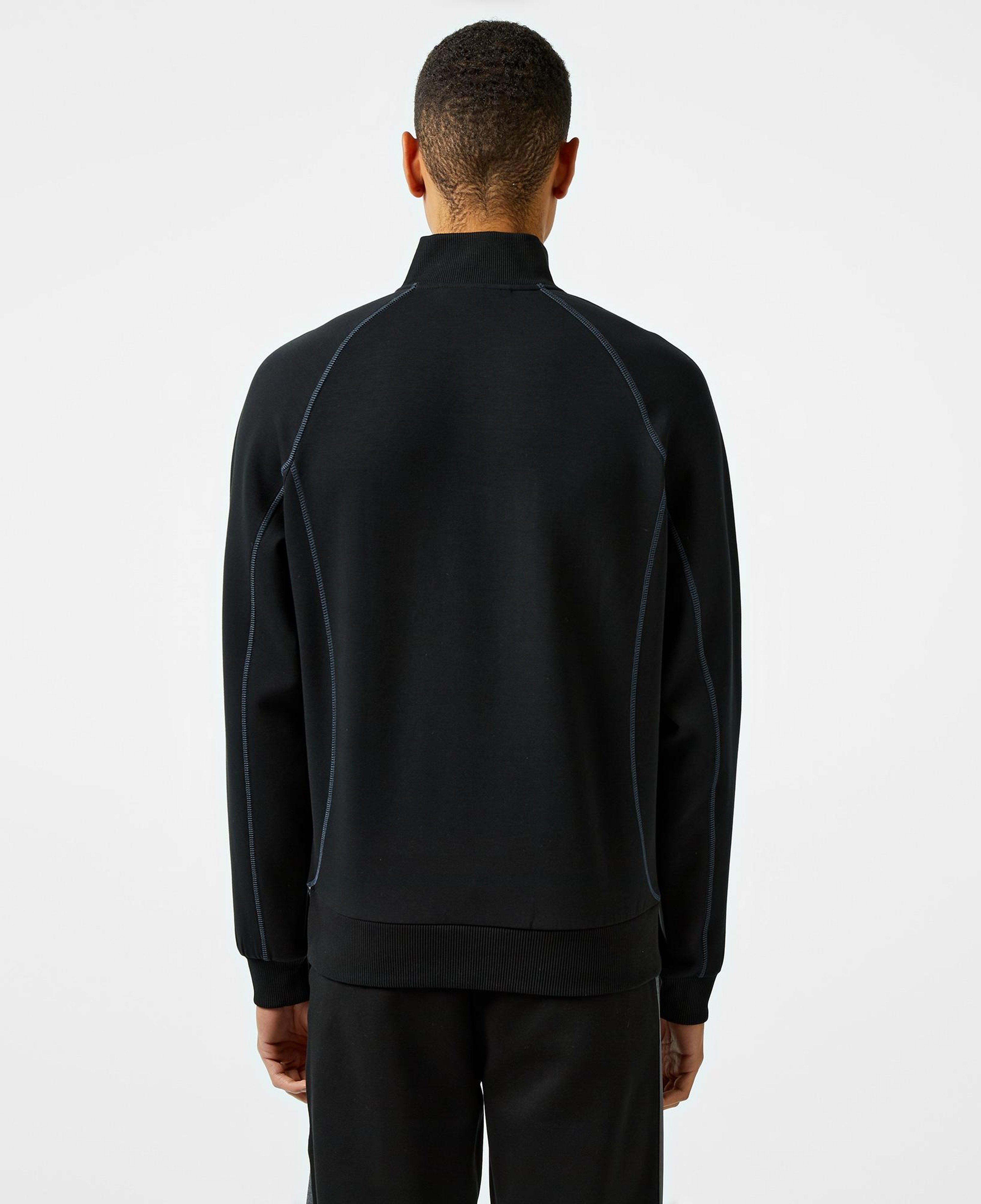 Erkek Relaxed Fit Yarım Fermuarlı Siyah Sweatshirt