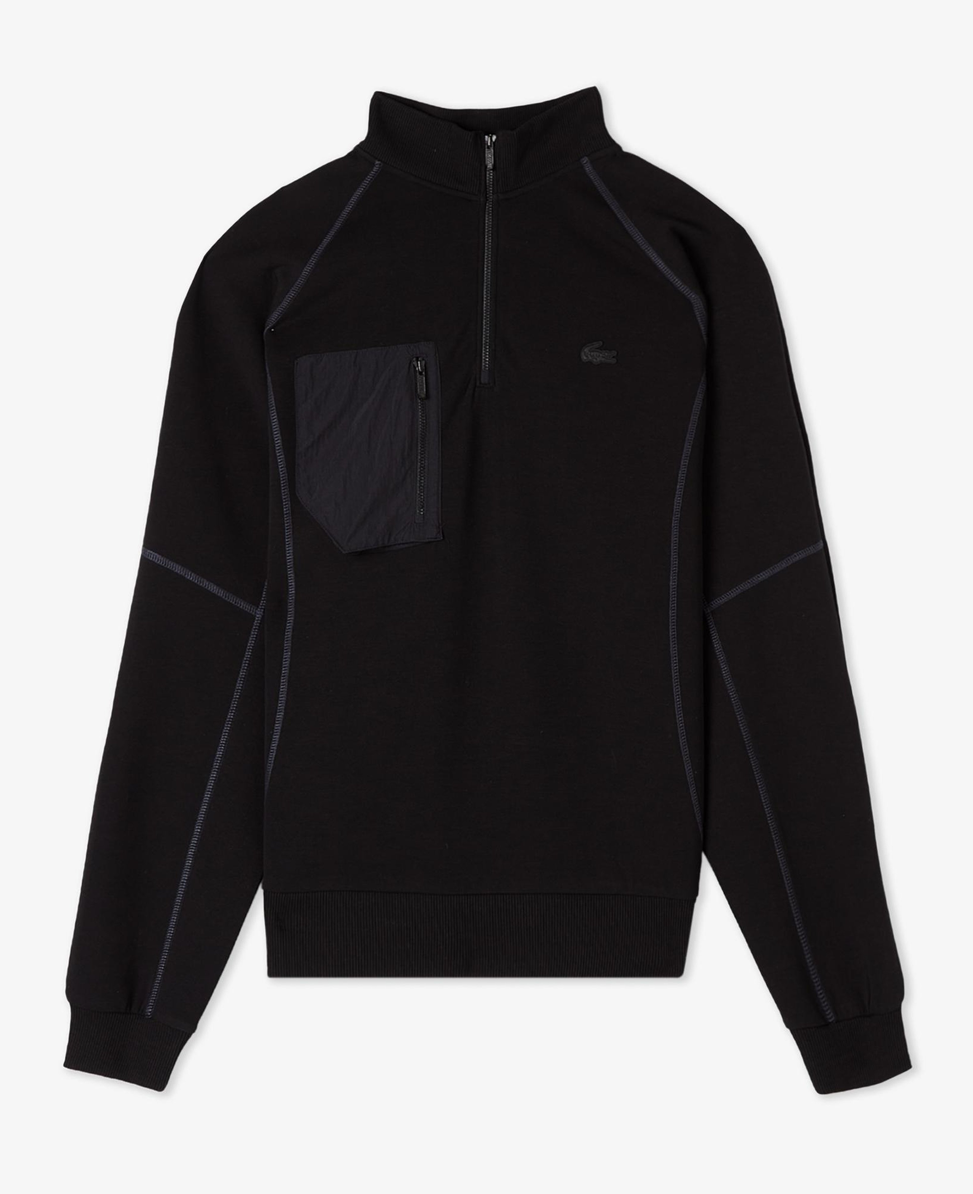 Erkek Relaxed Fit Yarım Fermuarlı Siyah Sweatshirt