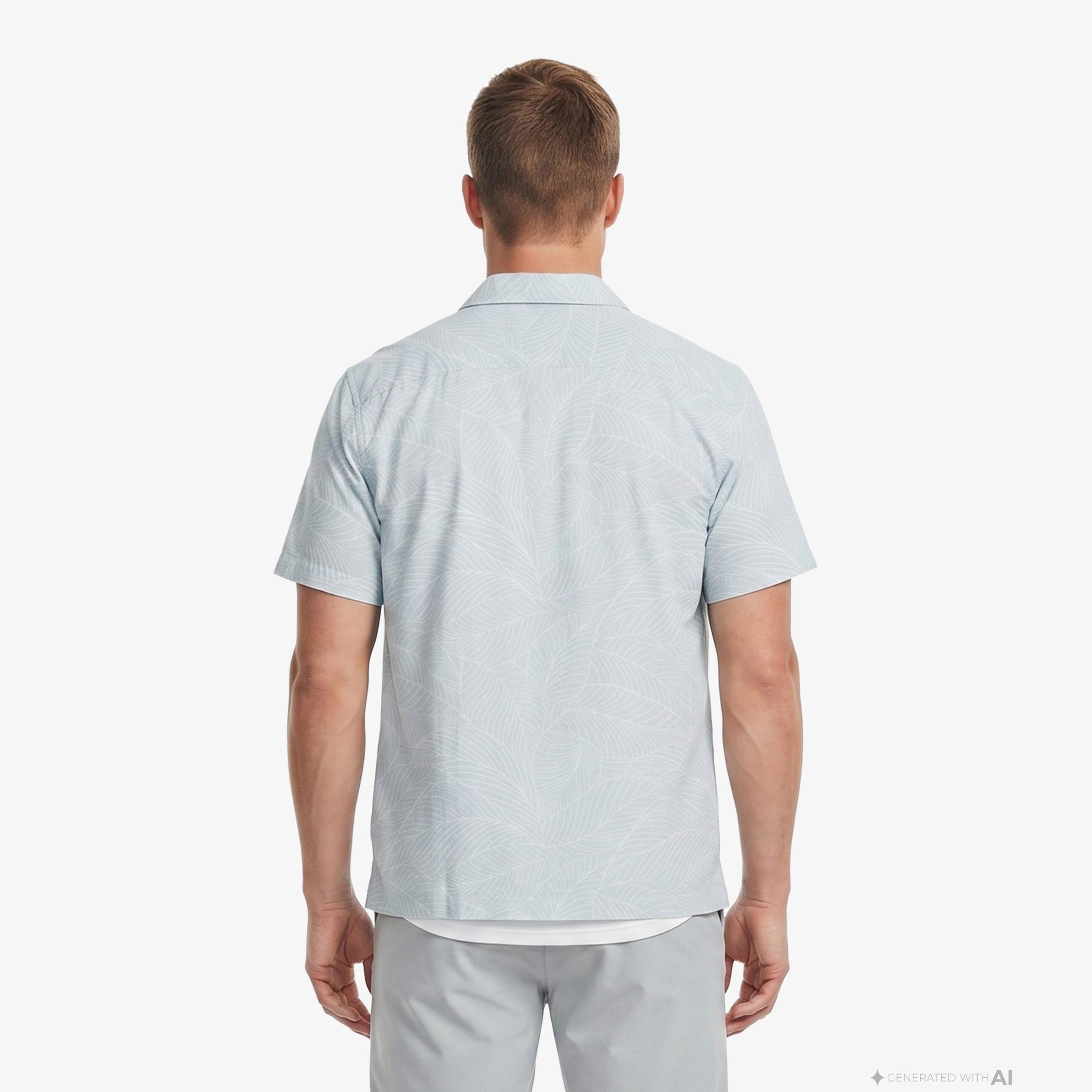 Nautica Erkek Yeşil Regular Fit Kısa Kollu Desenli Keten Gömlek