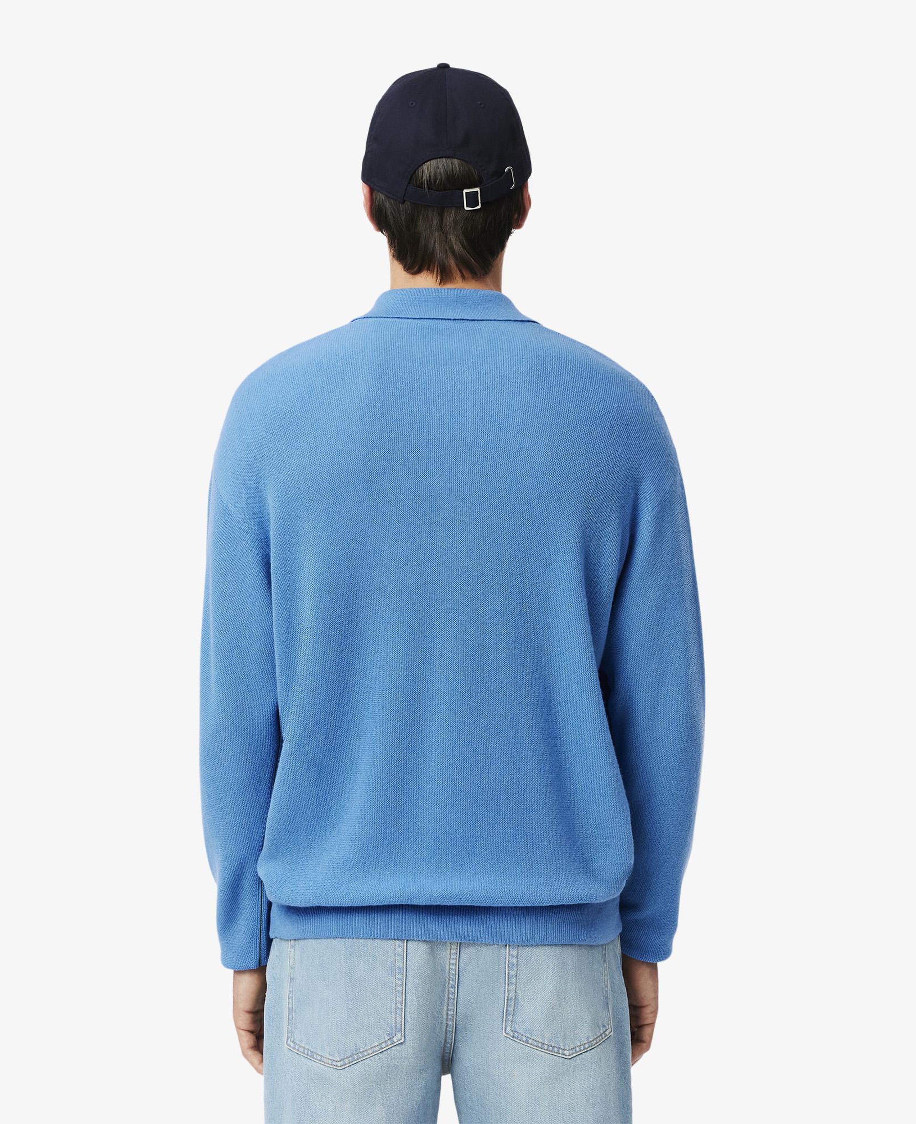 Erkek Relaxed Fit Polo Yaka Yün Mavi Triko