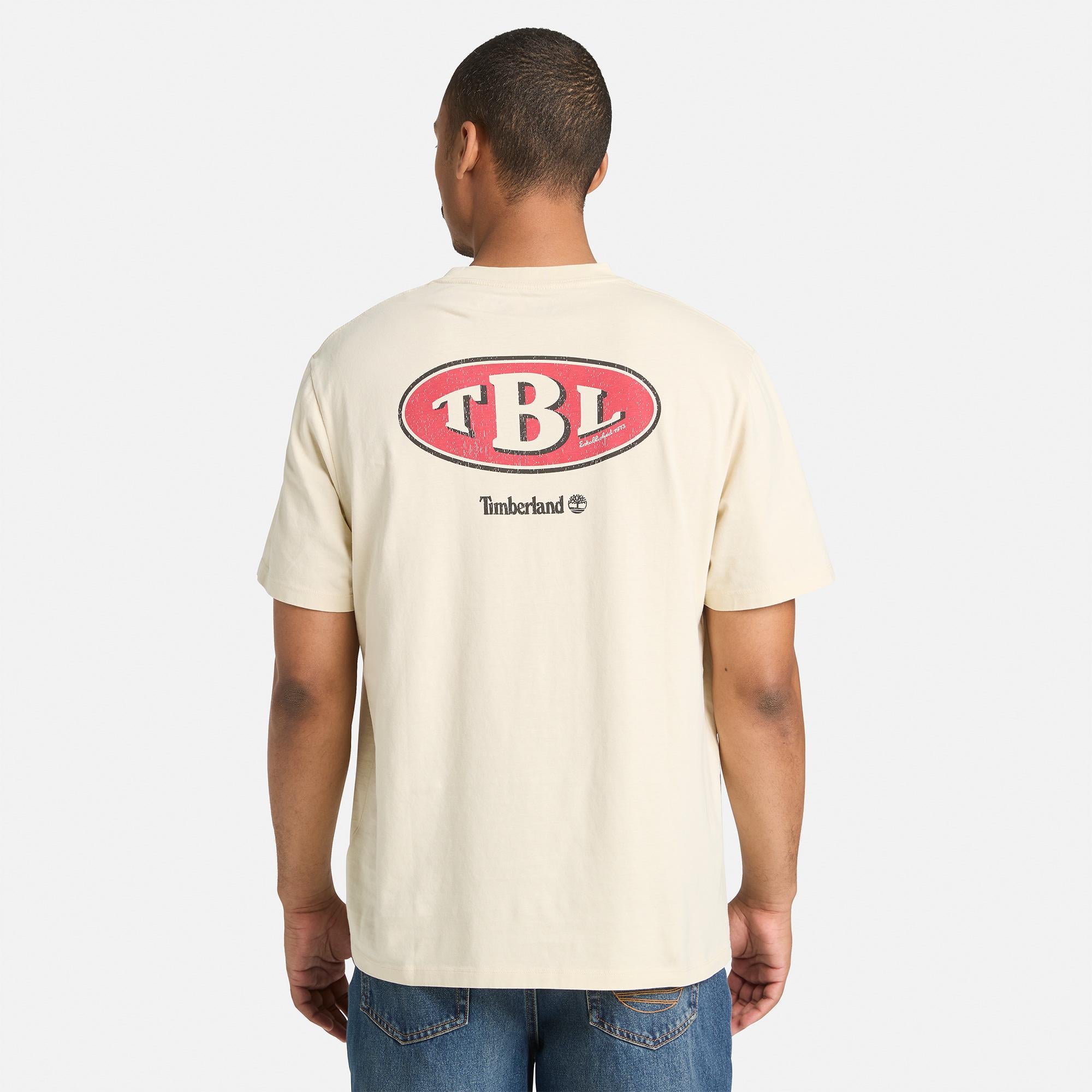 Timberland Gas Station Back Graphic Erkek Gri T-Shirt