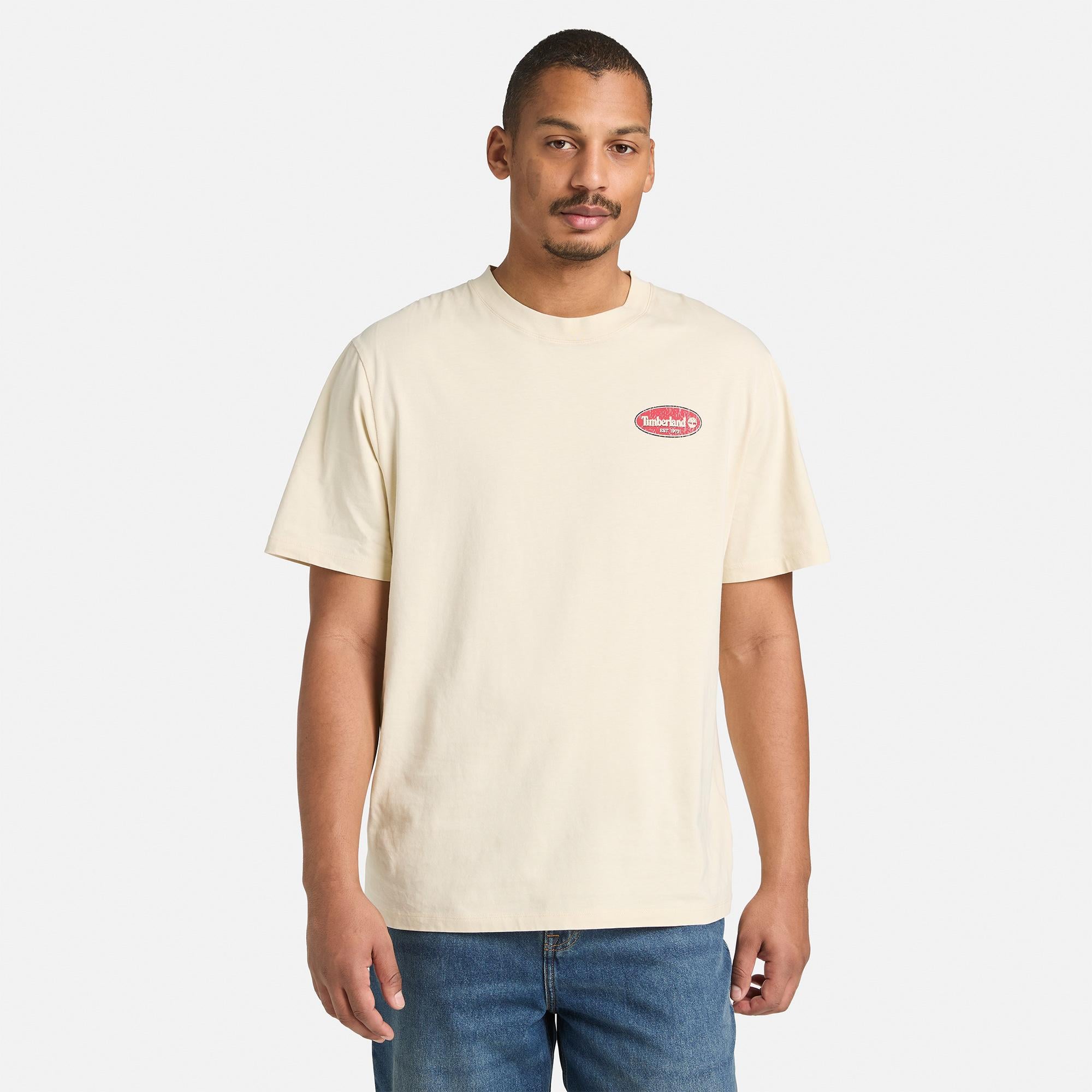 Timberland Gas Station Back Graphic Erkek Gri T-Shirt
