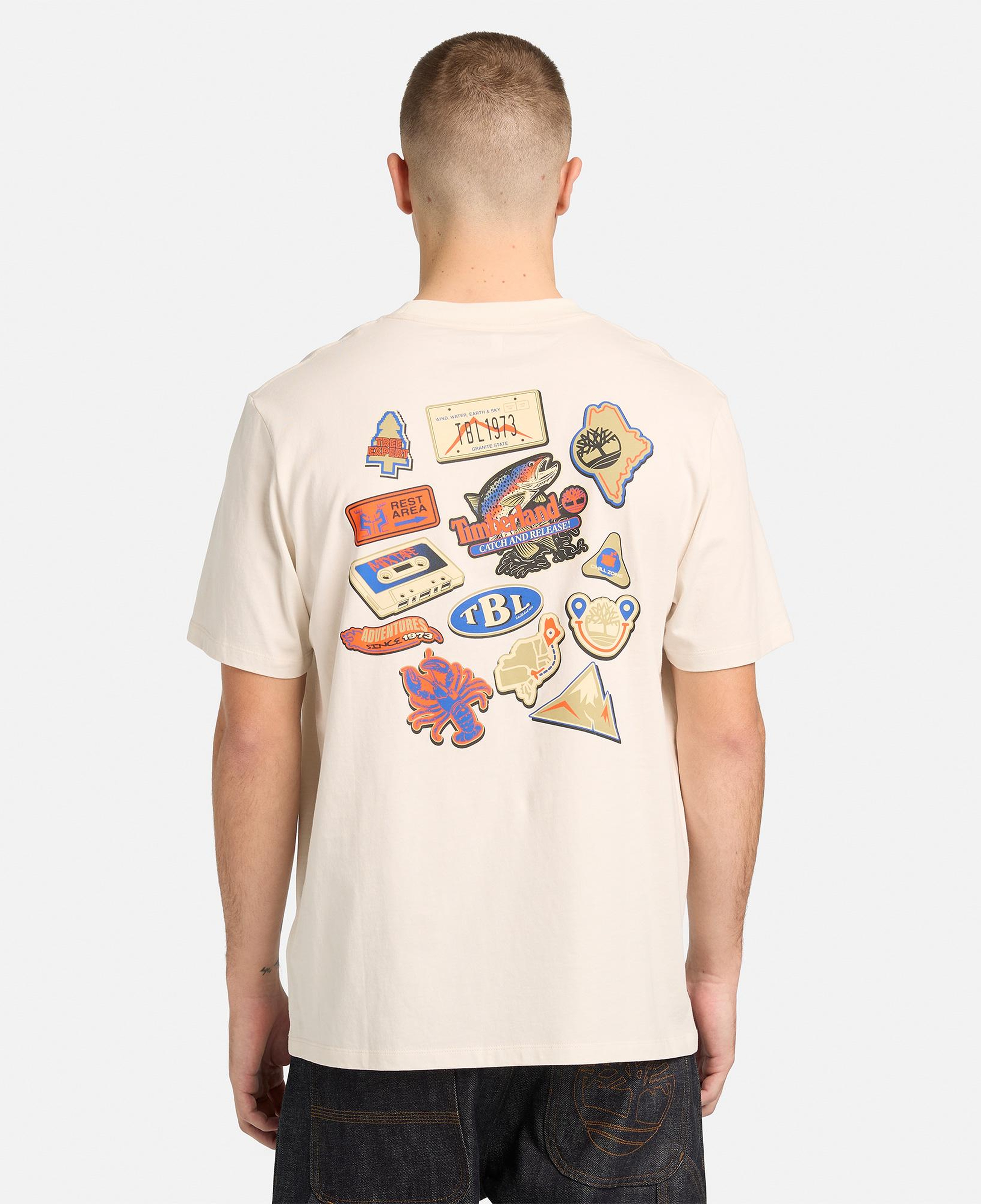 Timberland Magnet Back Graphic Erkek Beyaz T-Shirt