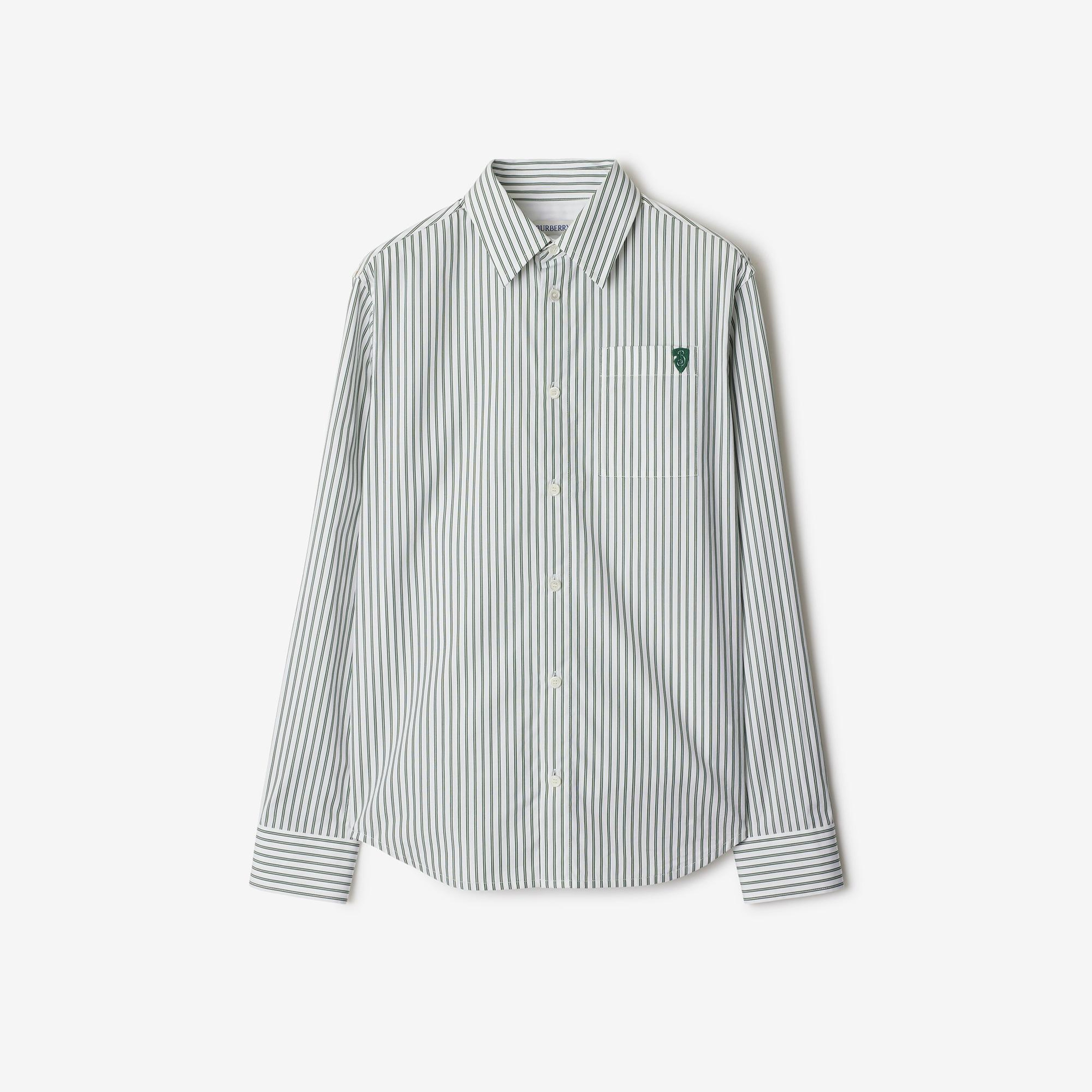 Burberry Striped Cotton Kadın Beyaz Gömlek