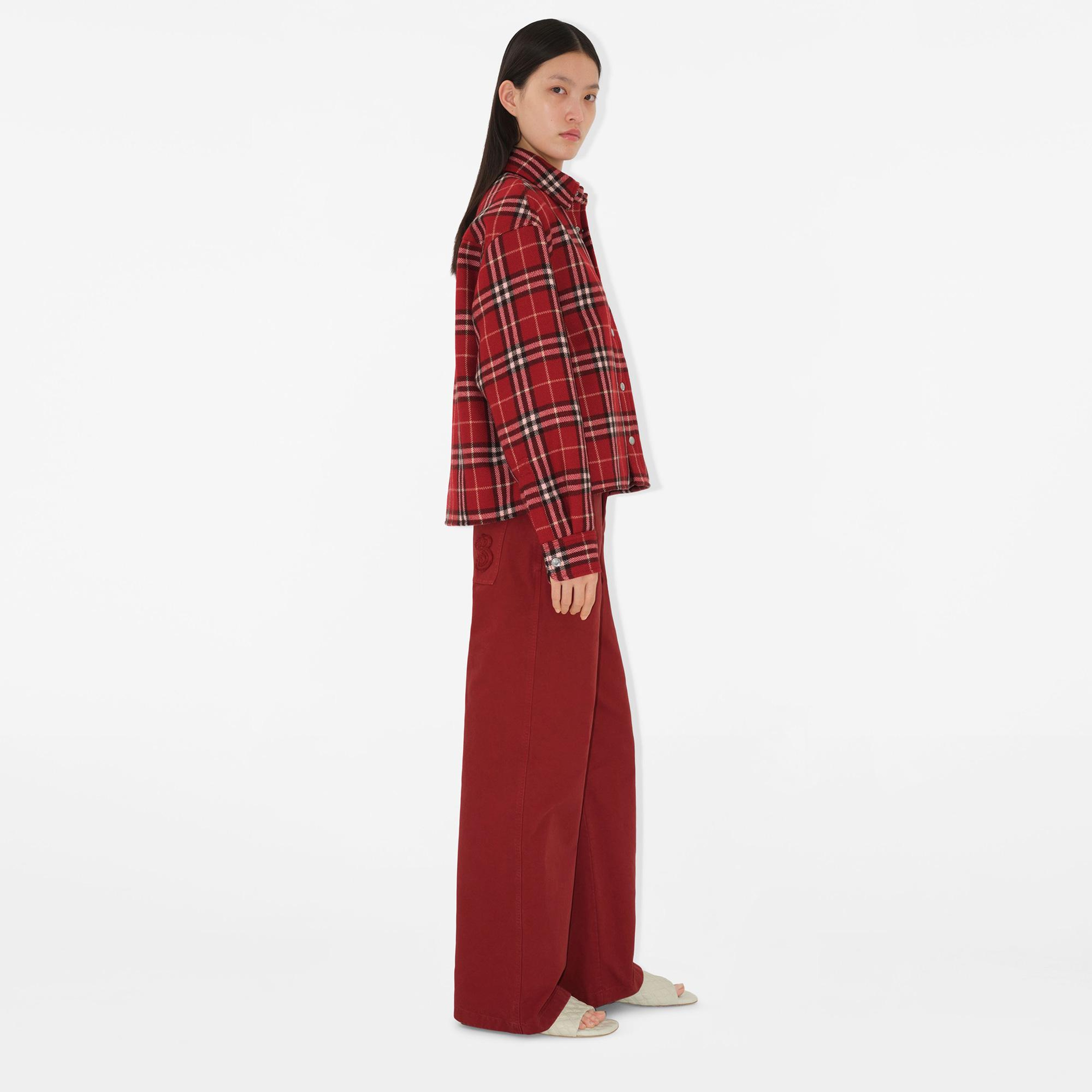 Burberry Lny25 Giu Wool Overshirt Kadın Kırmızı Gömlek