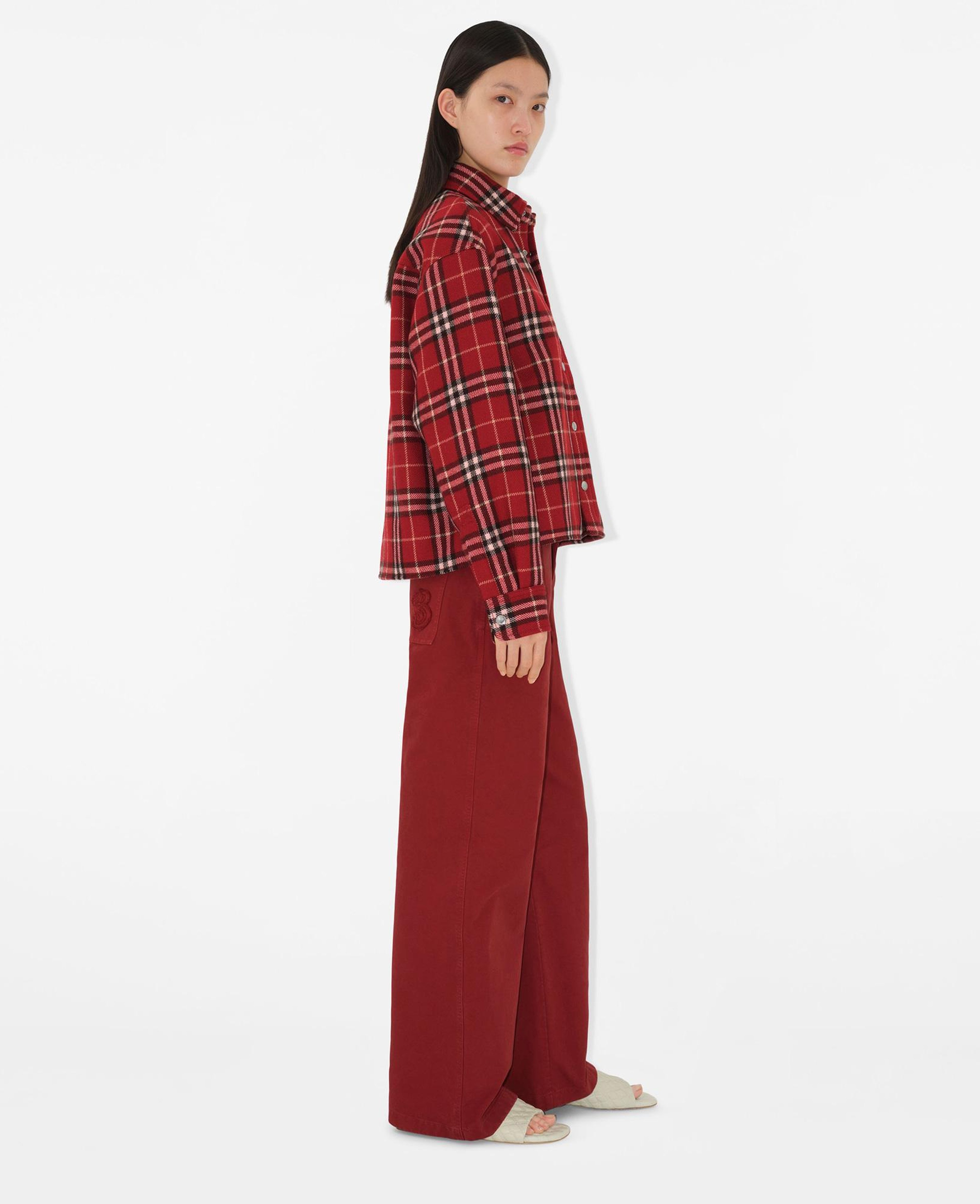 Burberry Lny25 Giu Wool Overshirt Kadın Kırmızı Gömlek