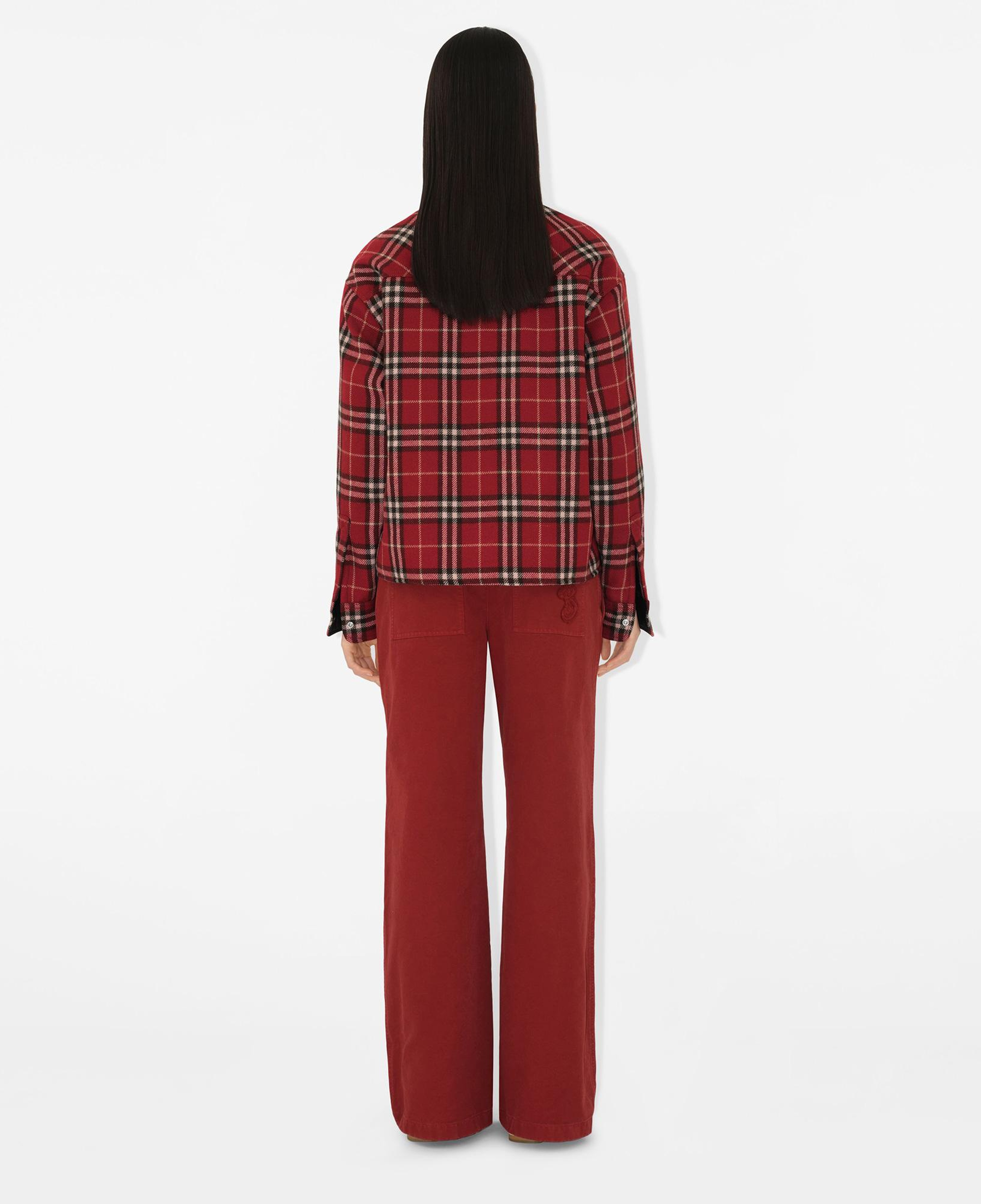 Burberry Lny25 Giu Wool Overshirt Kadın Kırmızı Gömlek