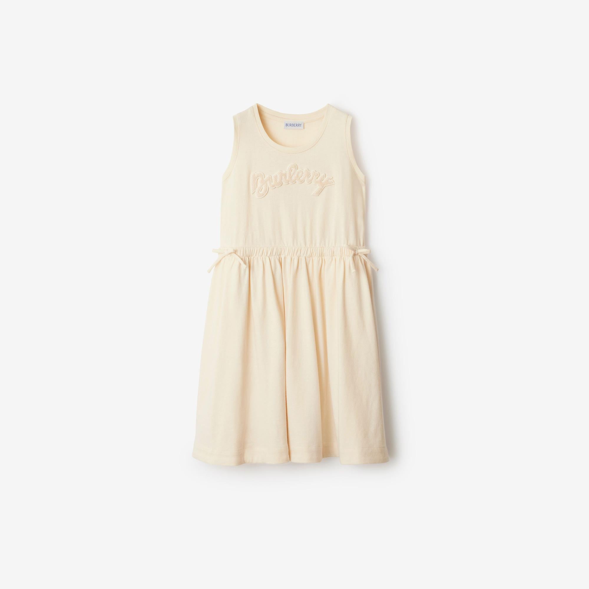 Burberry Corala Logo Cotton Çocuk Krem Elbise