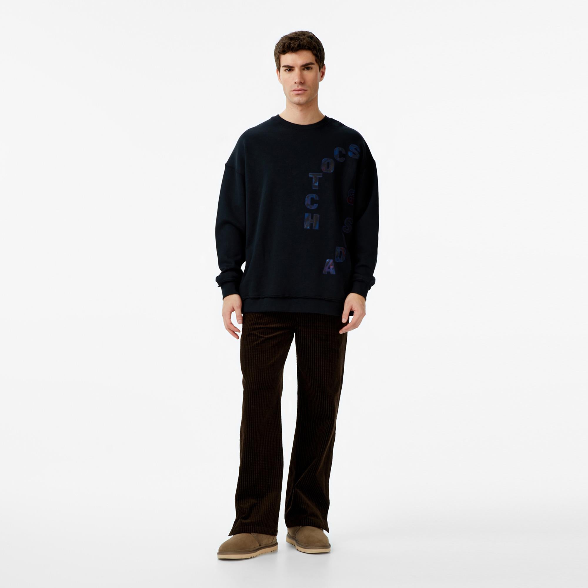 Scotch&Soda Loose Fıt Applique Erkek Siyah Sweatshirt