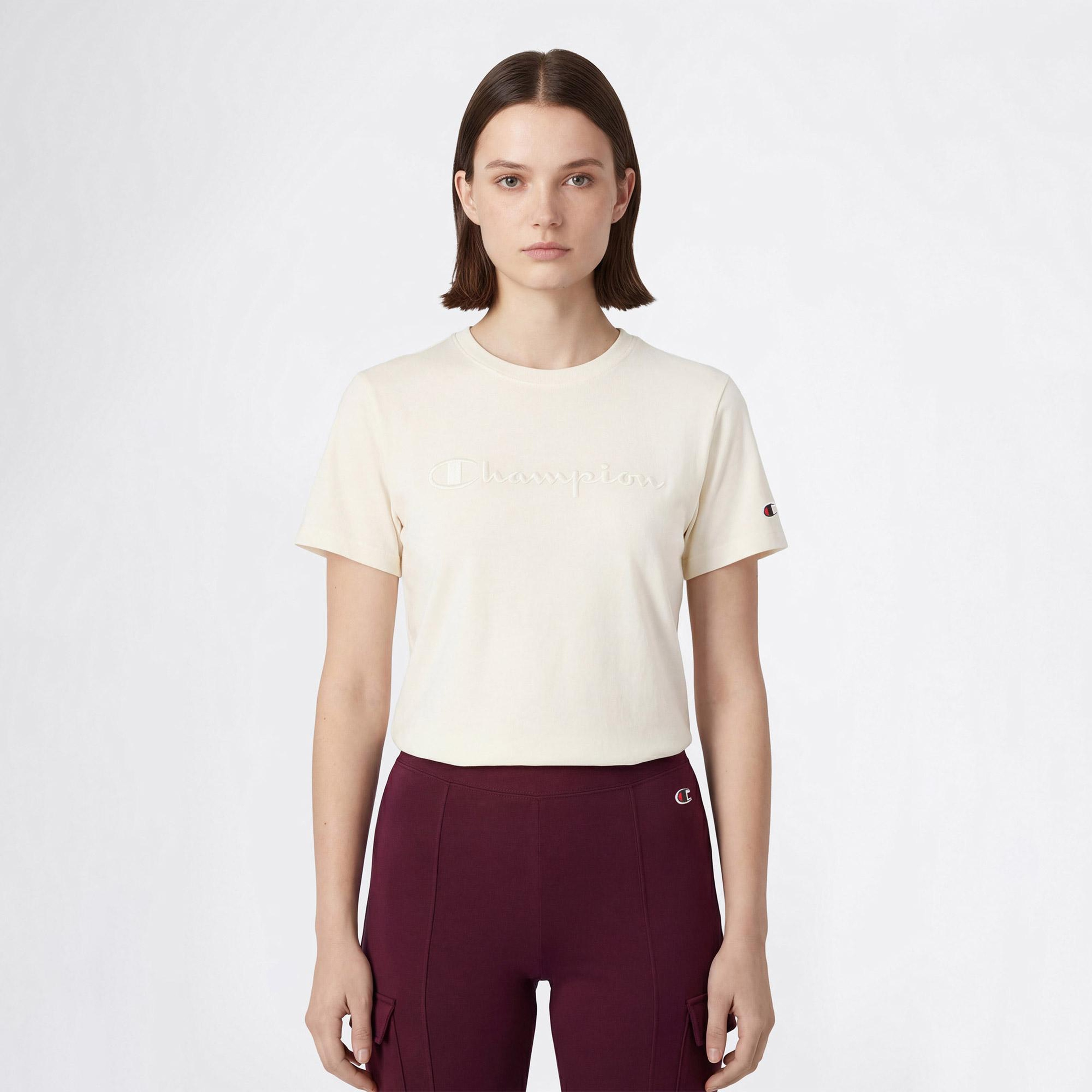 Champion SS Regular Fit Kadın Krem T-Shirt