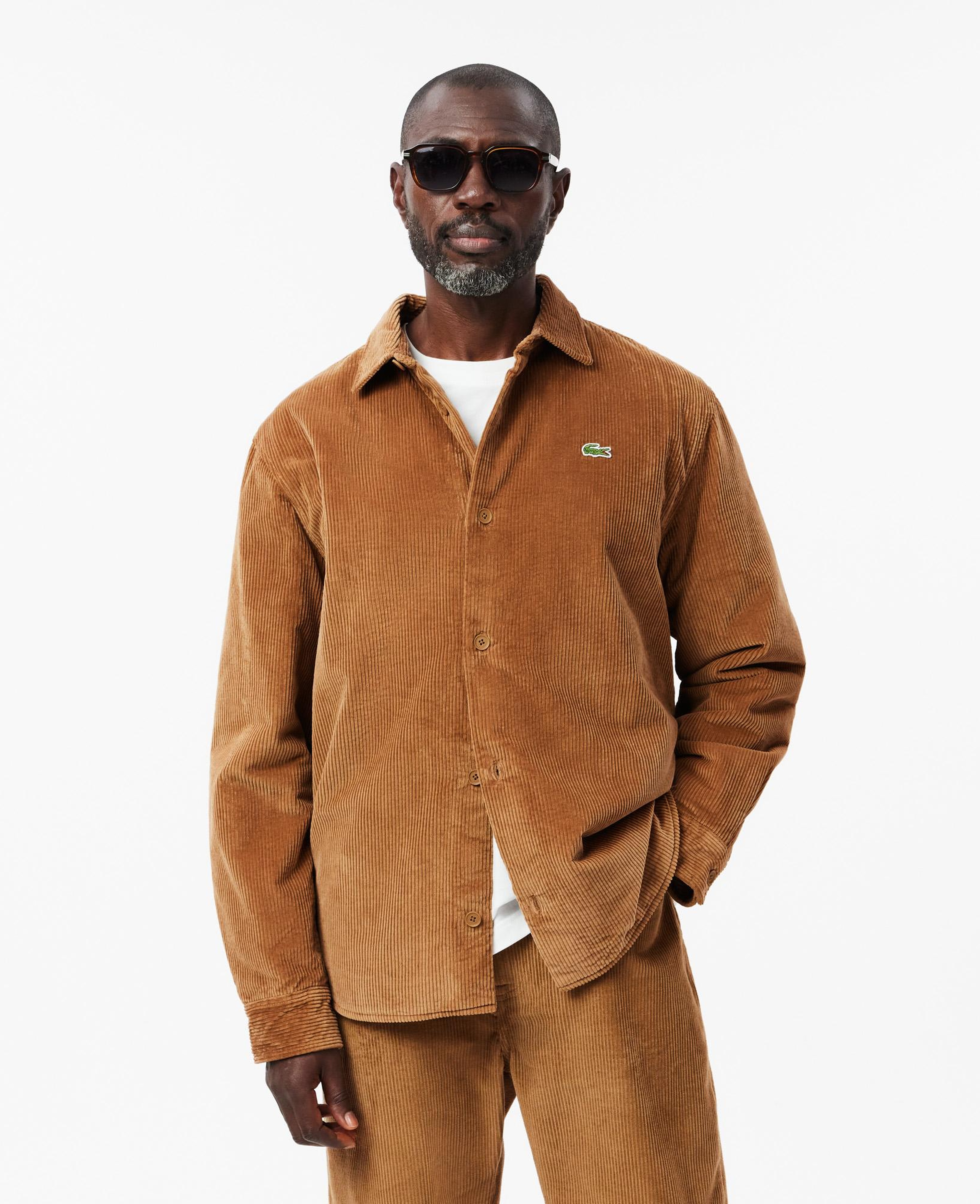 Erkek Relaxed Fit Kadife Kahverengi Dış Gömlek