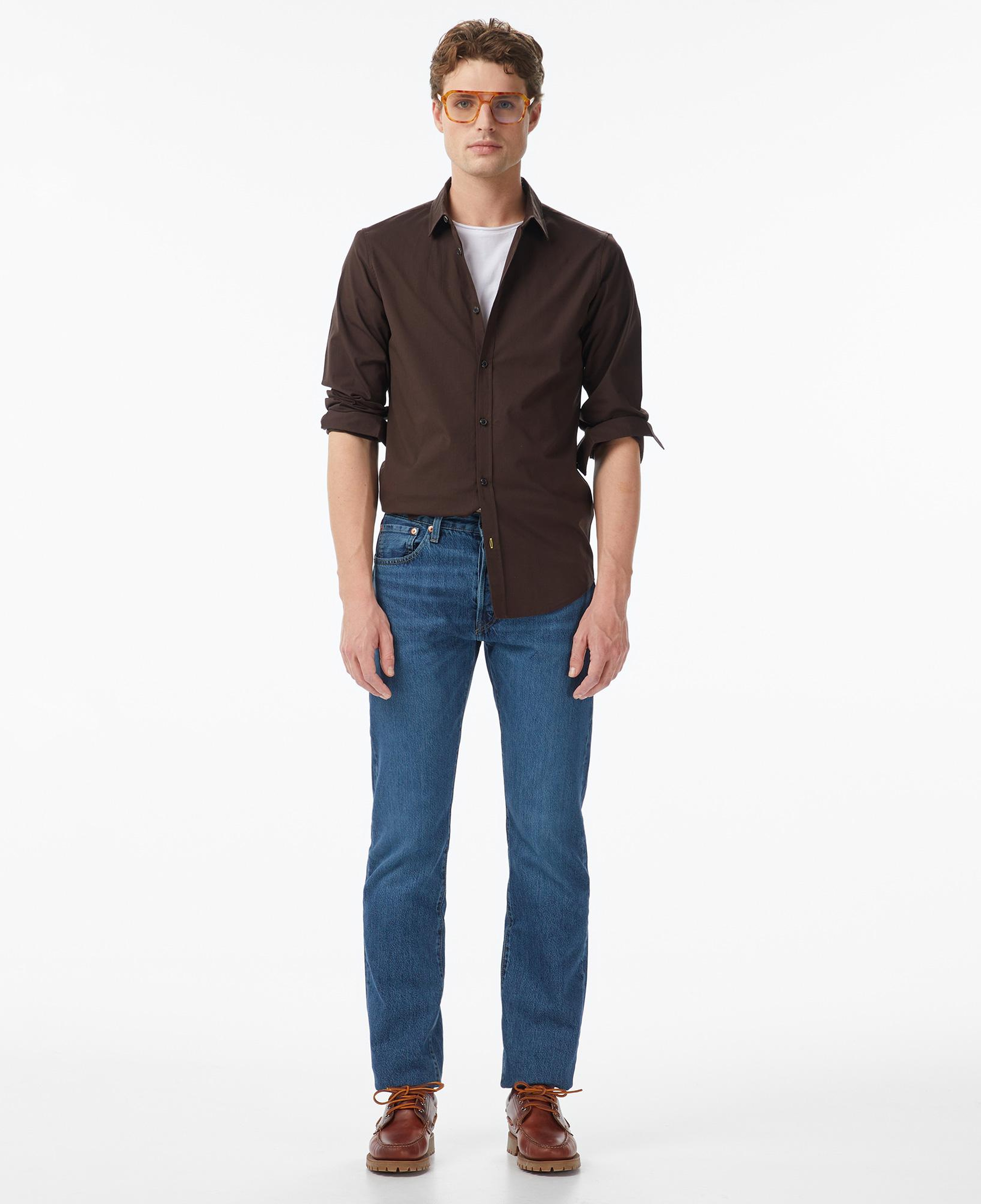 Scotch&Soda Striped Slim-Fit Poplin Erkek Kahverengi Gömlek