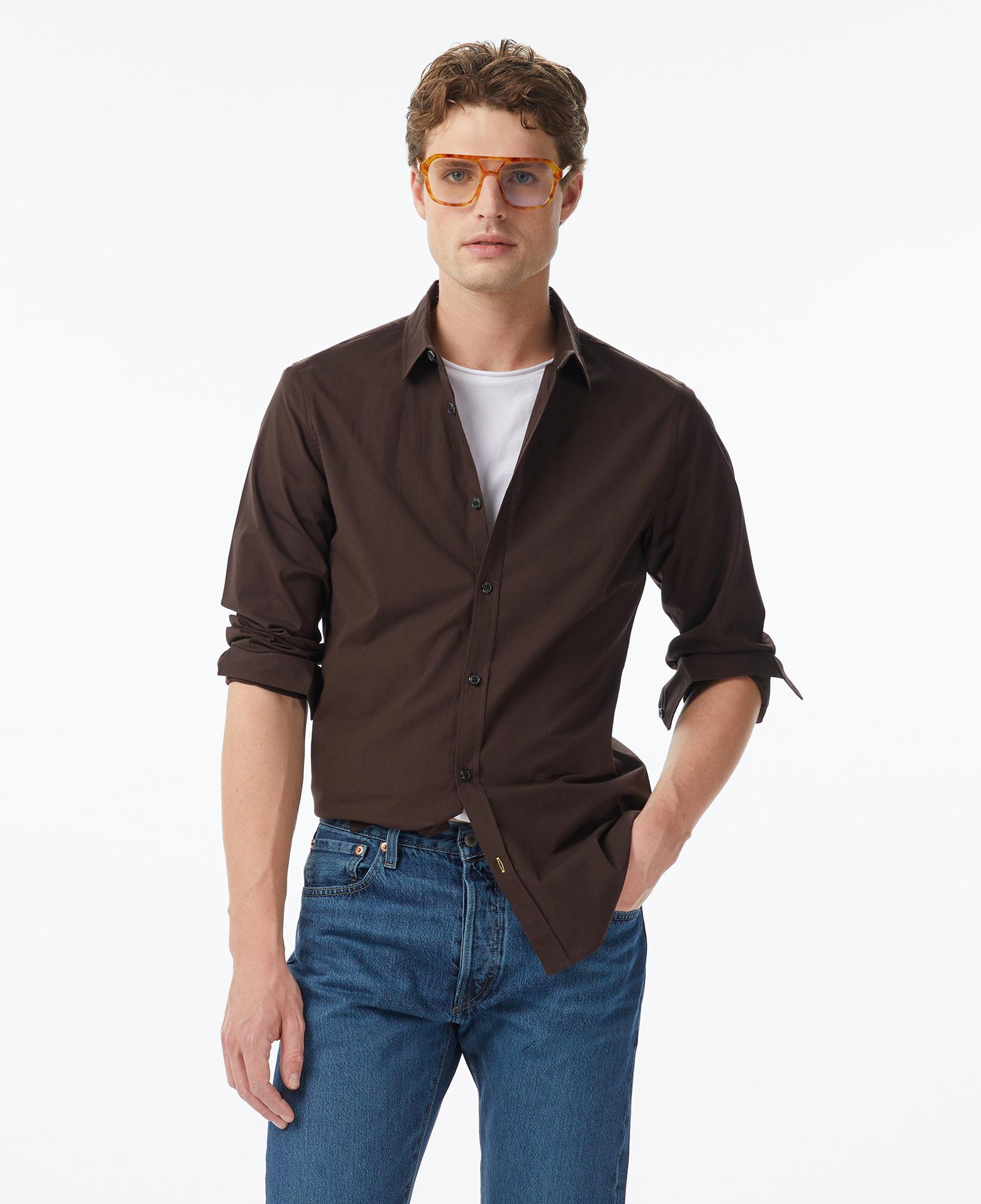 Scotch&Soda Striped Slim-Fit Poplin Erkek Kahverengi Gömlek