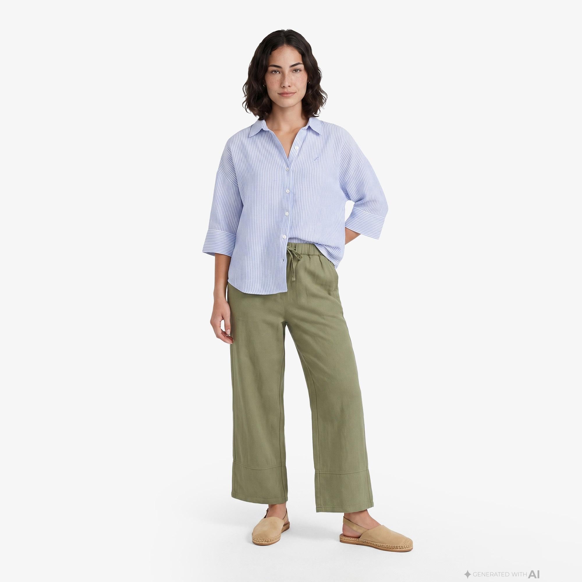 Nautica Kadın Yeşil Regular Fit Pantolon
