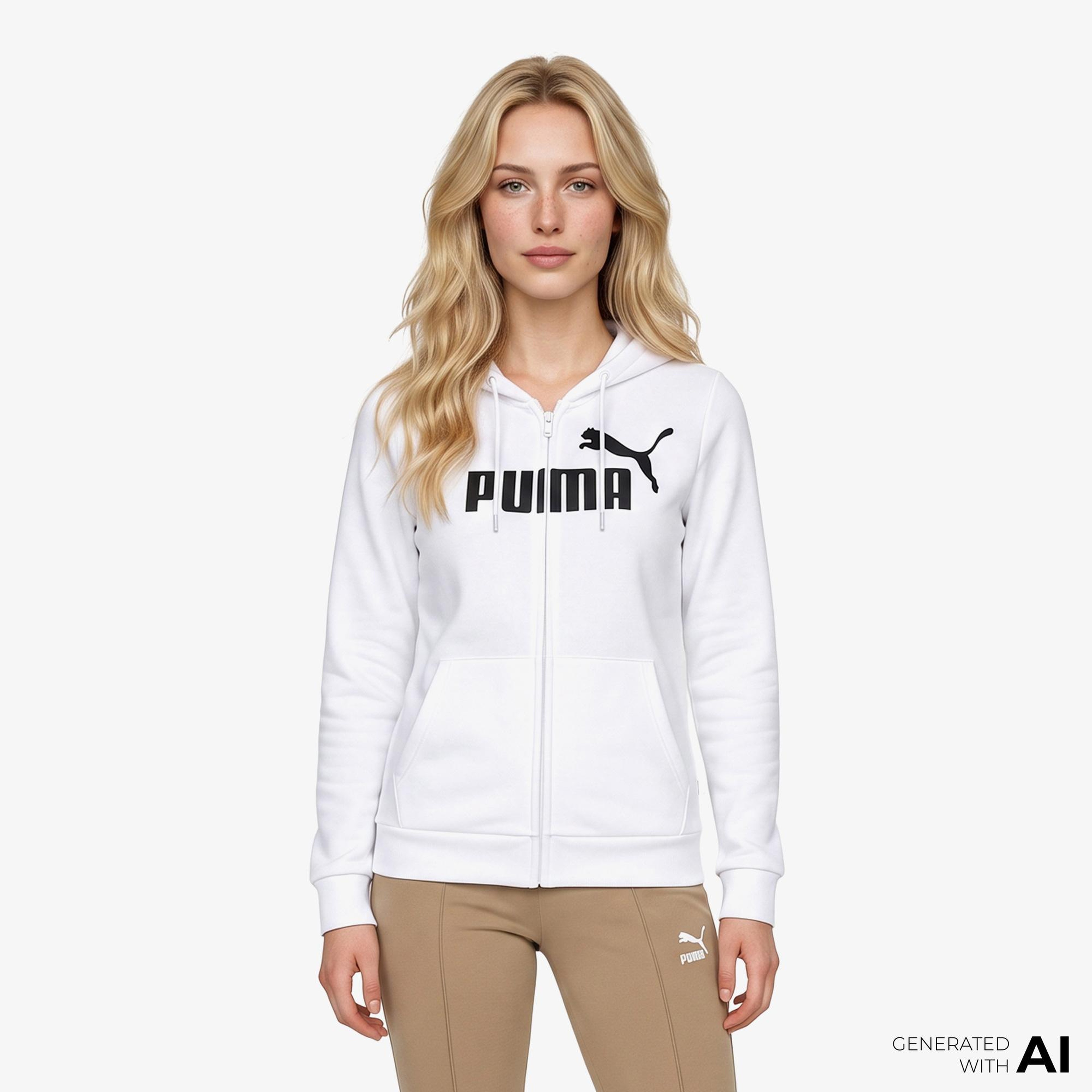 Puma Essentials Logo Full Zip Kadın Siyah Sweatshirt