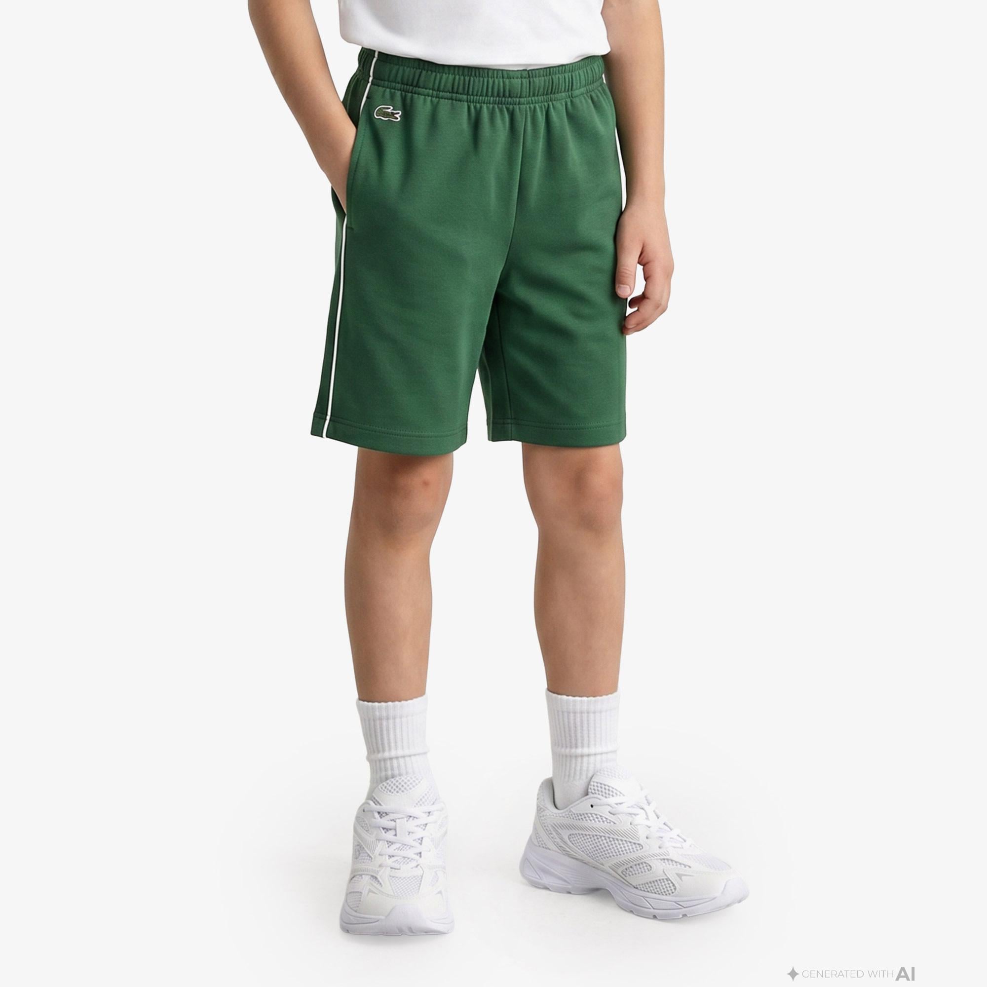 Lacoste Contrast Stripe Interlock Çocuk Yeşil Şort