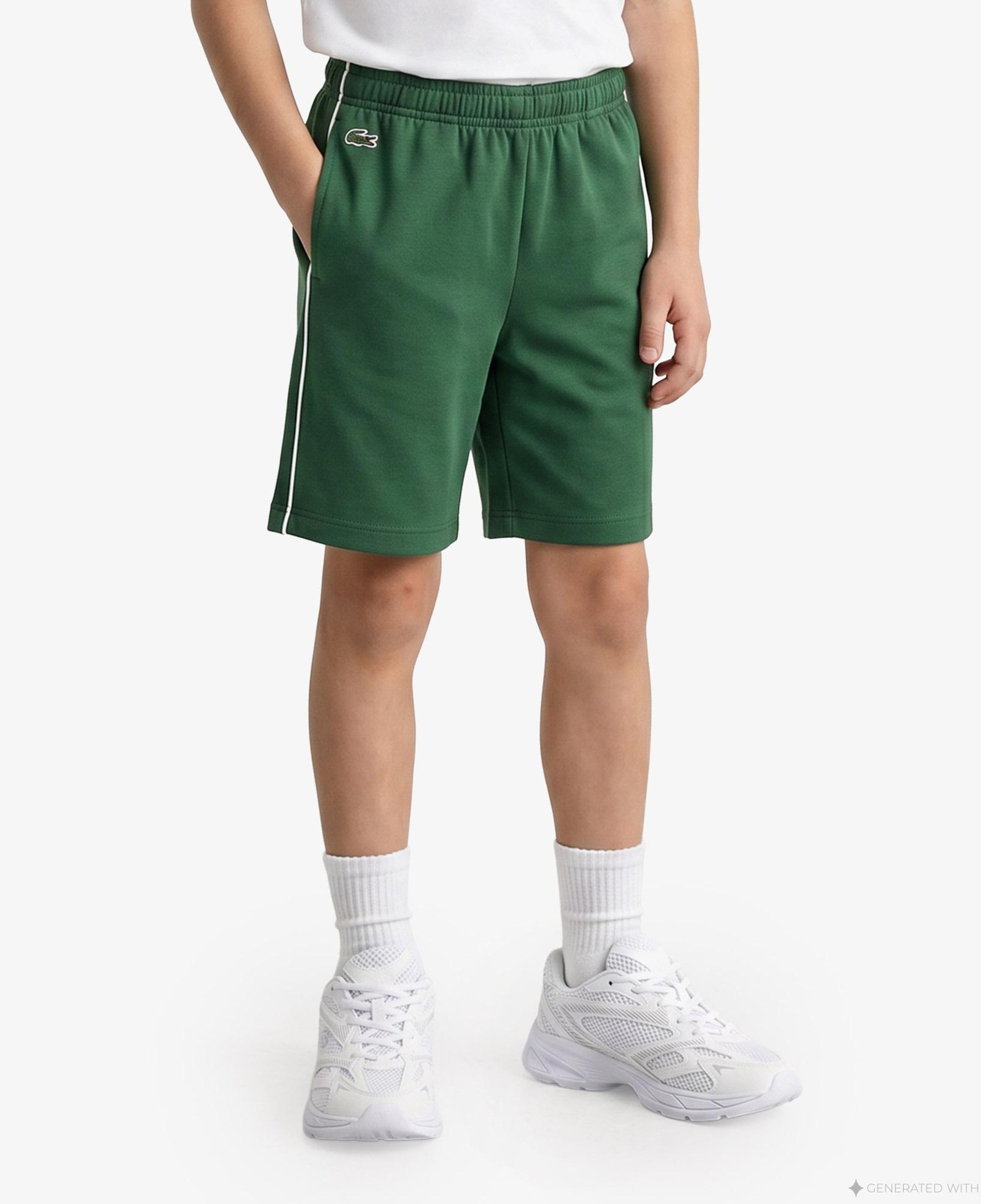 Lacoste Contrast Stripe Interlock Çocuk Yeşil Şort