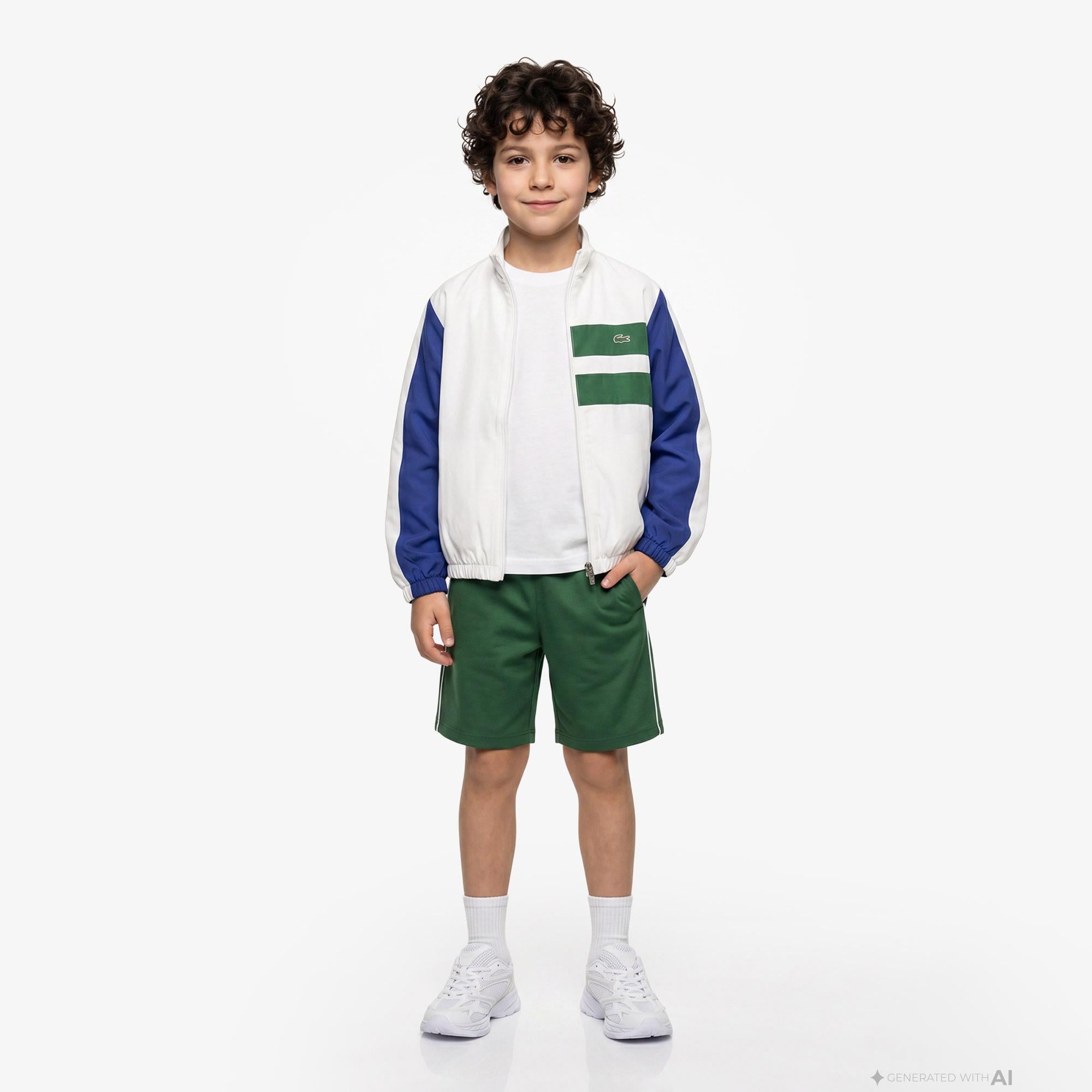 Lacoste Contrast Stripe Interlock Çocuk Yeşil Şort