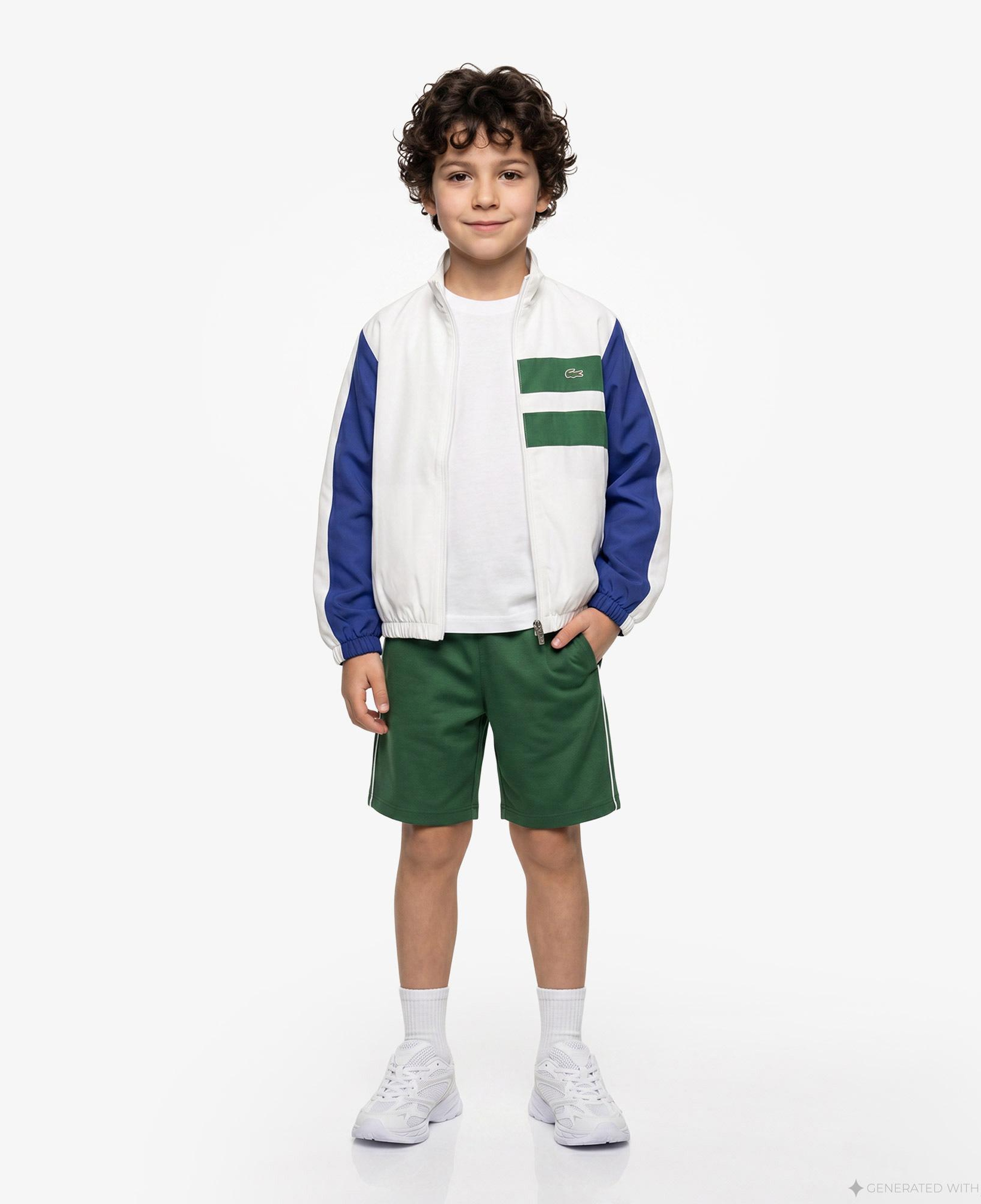 Lacoste Contrast Stripe Interlock Çocuk Yeşil Şort