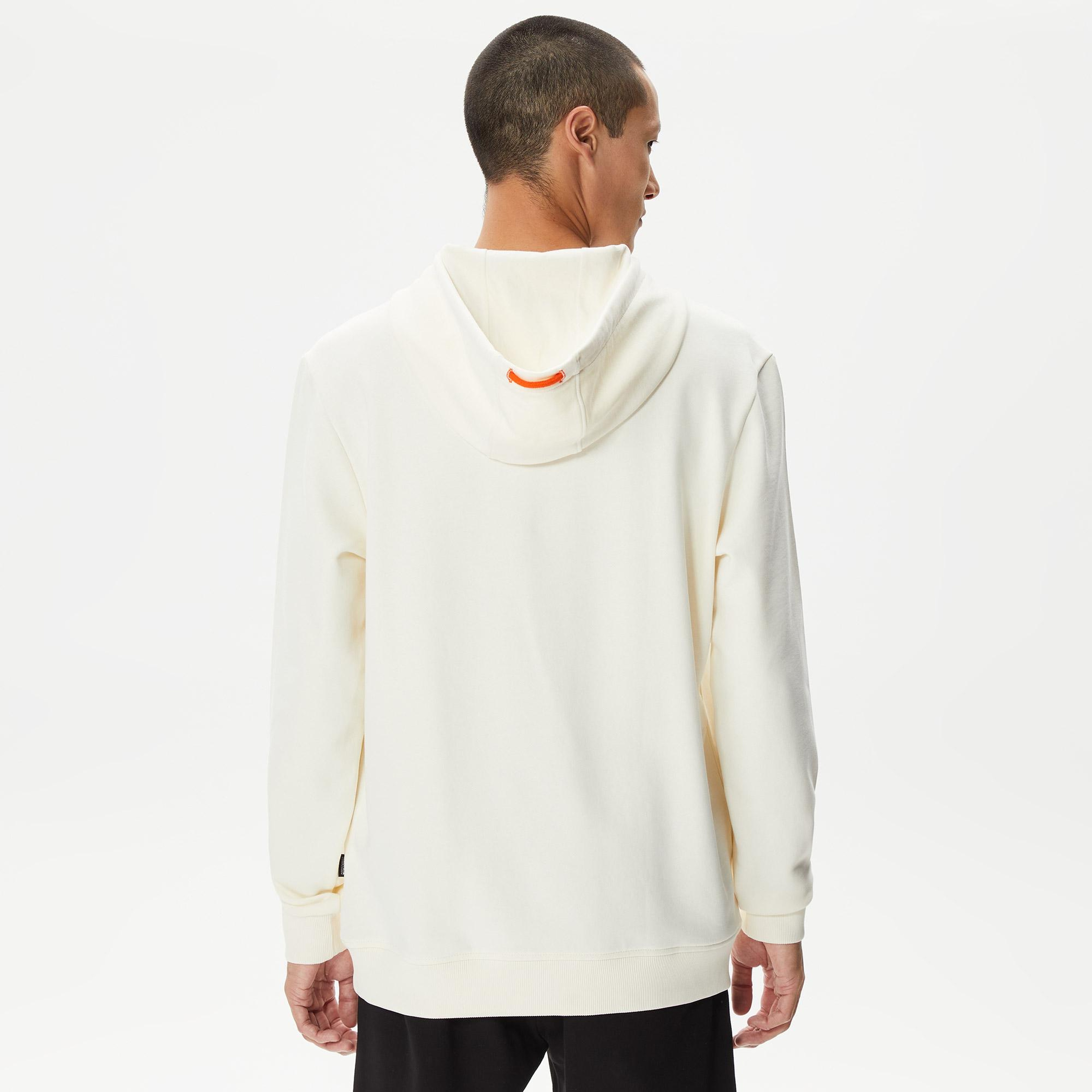 Nautica Erkek Beyaz Standart Fit Kapüşonlu Sweatshirt