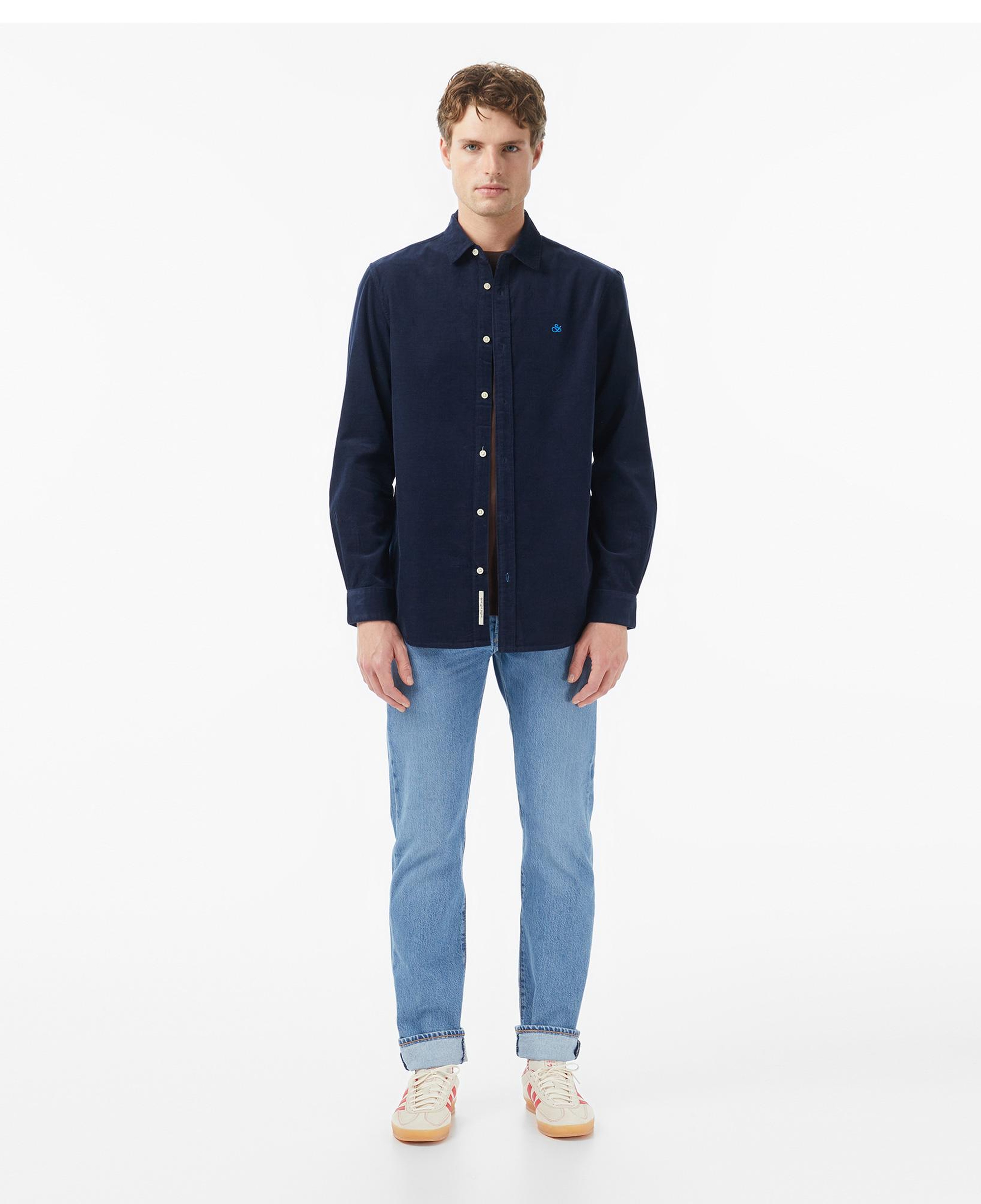 Scotch&Soda Regular-Fit Corduroy Erkek Lacivert Gömlek