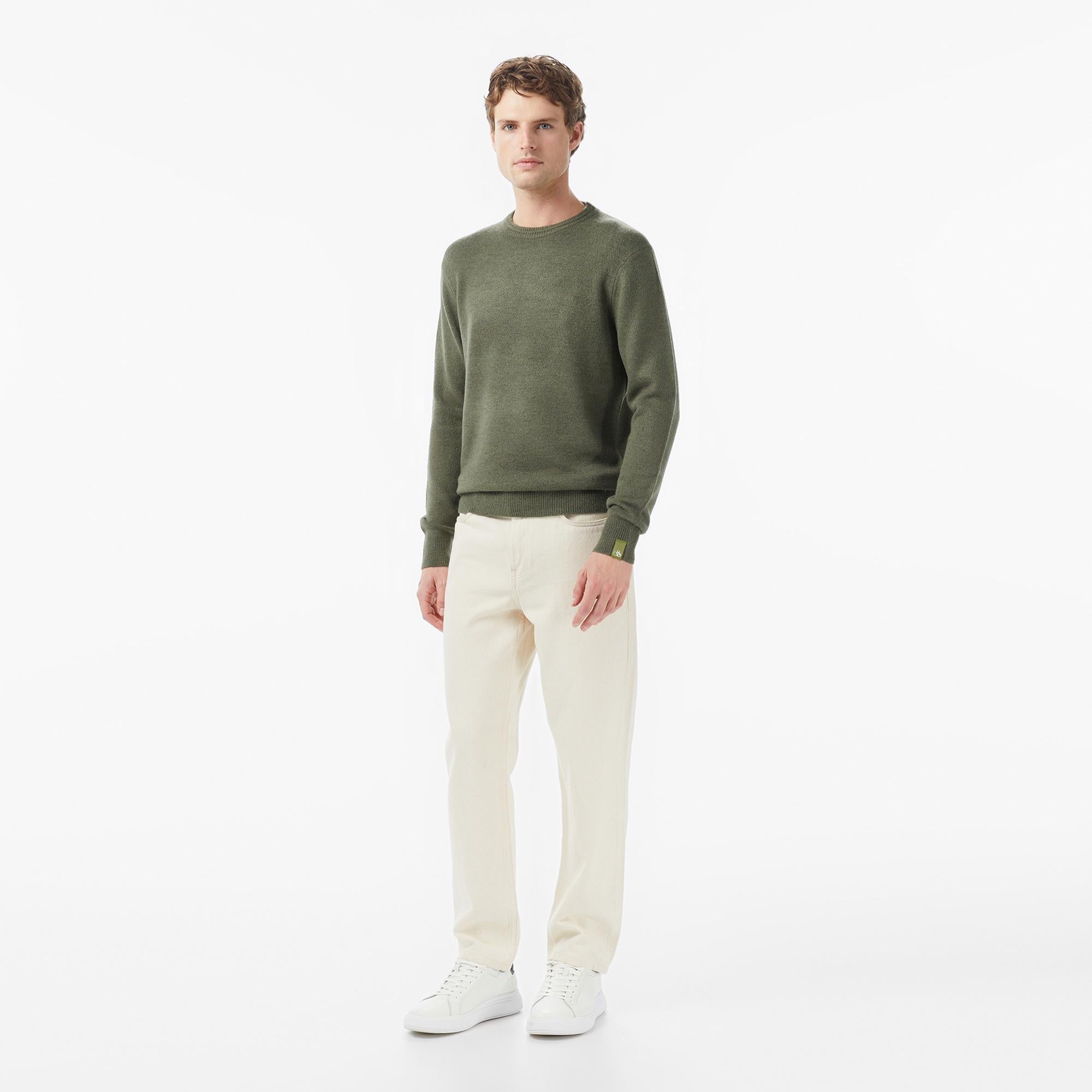 Scotch&Soda Soft Knit Regular Fit Crew Neck Erkek Yeşil Yün Karışımlı Triko