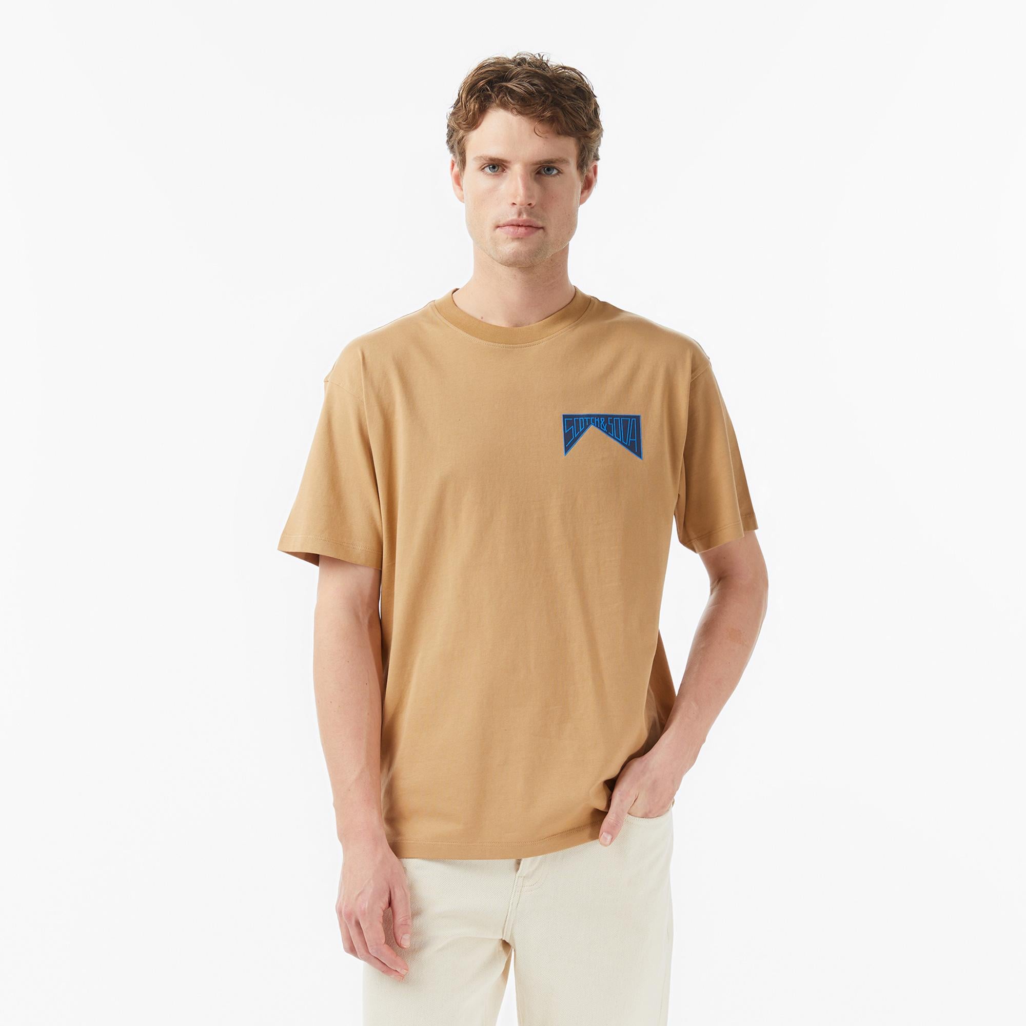 Scotch&Soda Relaxed Fit Front Back Erkek Bej T-Shirt
