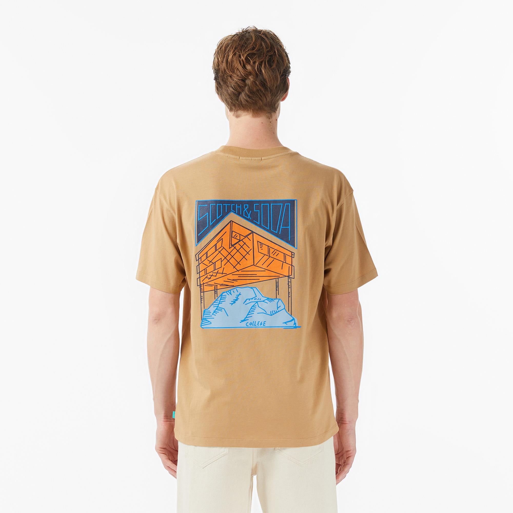 Scotch&Soda Relaxed Fit Front Back Erkek Bej T-Shirt