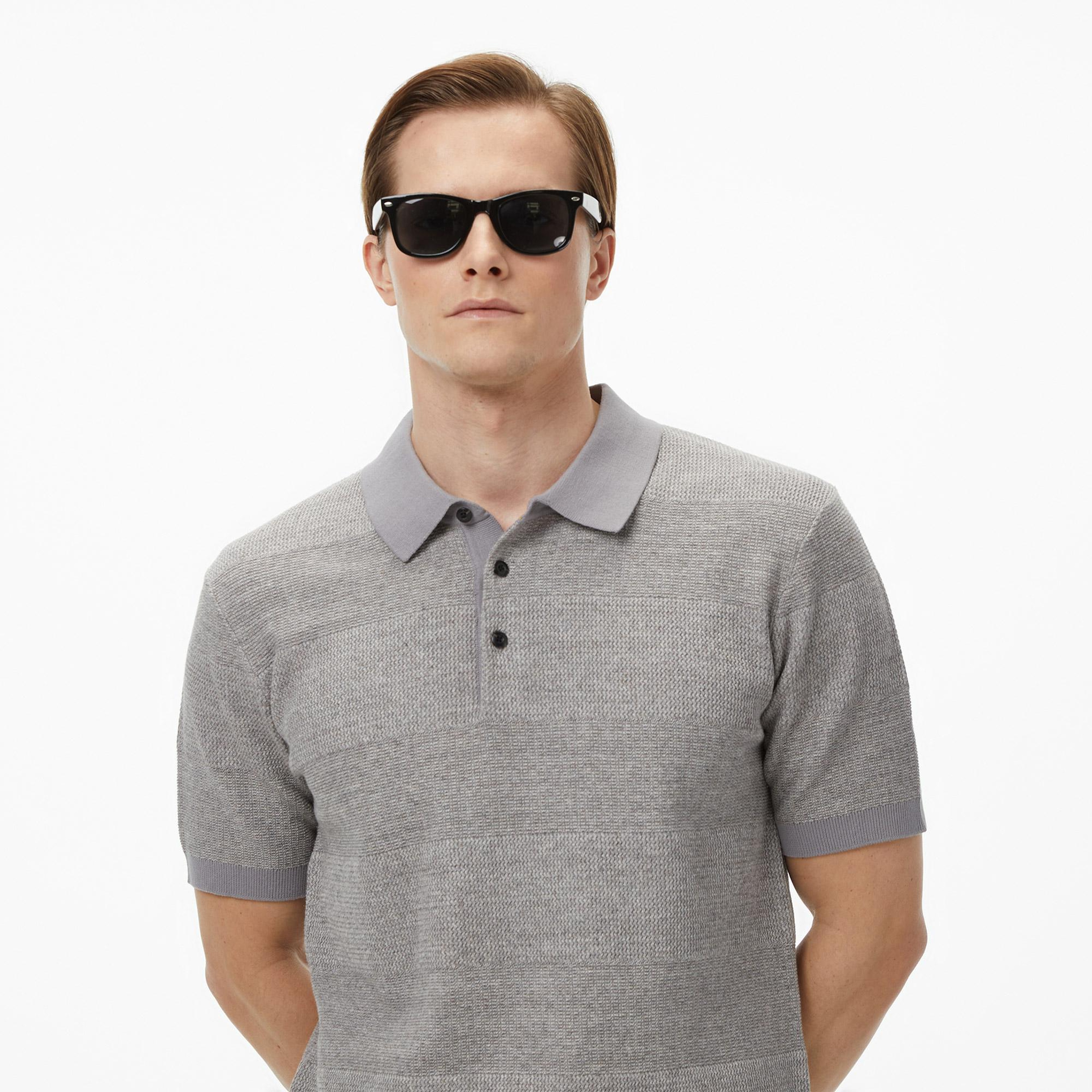 Scotch&Soda Knitted Tone On Tone Striped Regular Fit Erkek Gri Polo