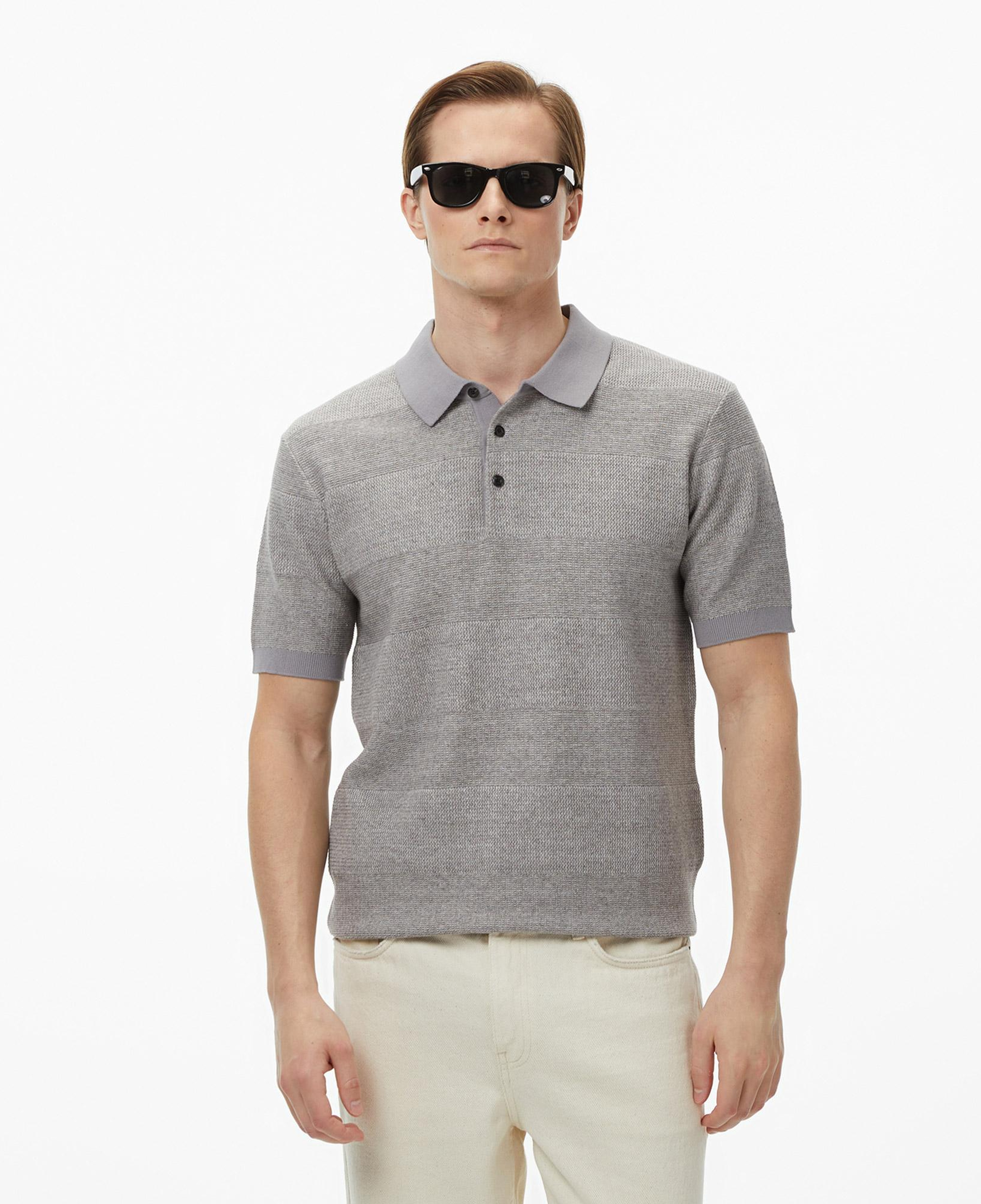 Scotch&Soda Knitted Tone On Tone Striped Regular Fit Erkek Gri Polo